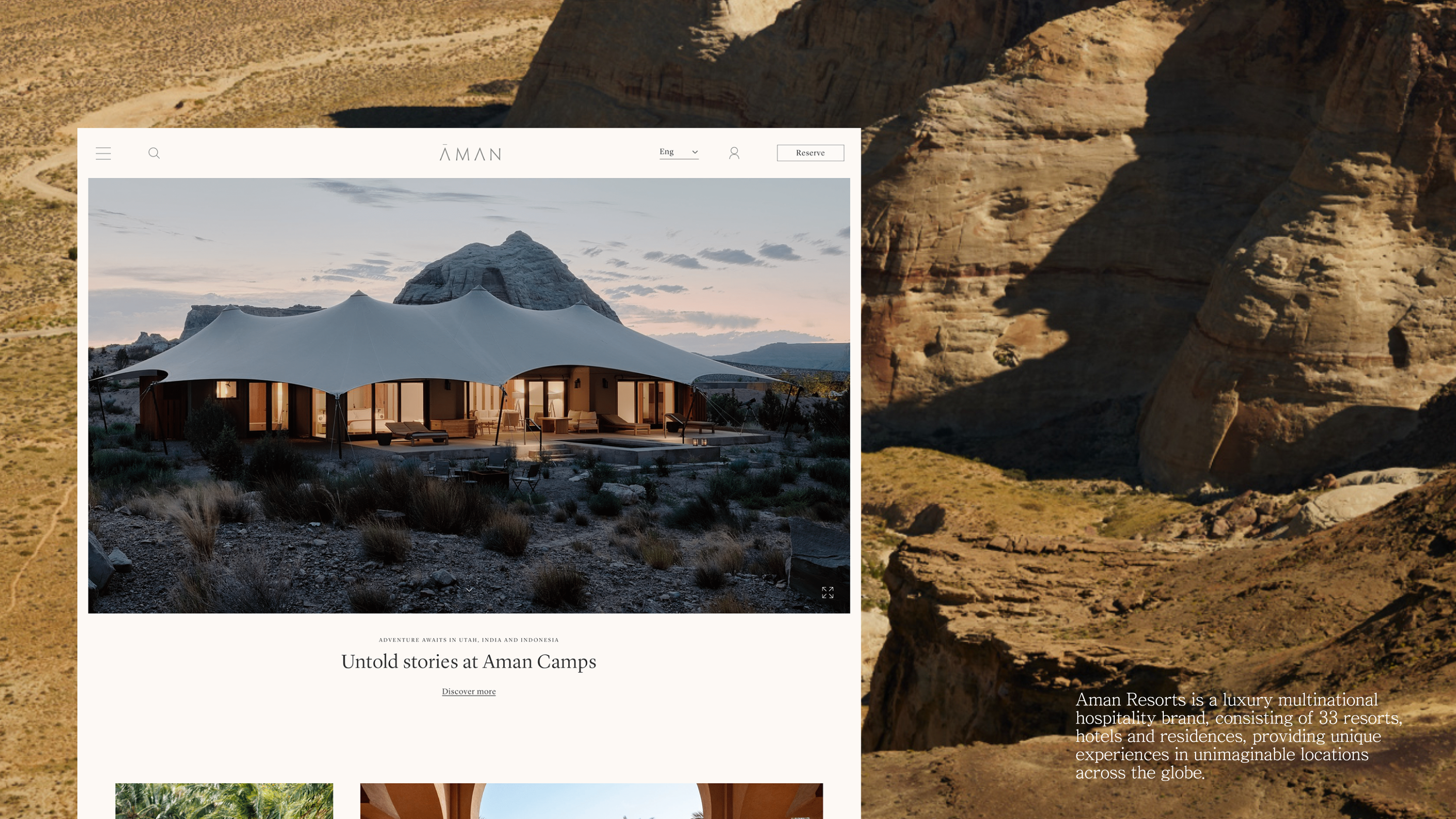 Aman Resorts, Hotels & Residences — Изображение №2 — Интерфейсы на Dprofile