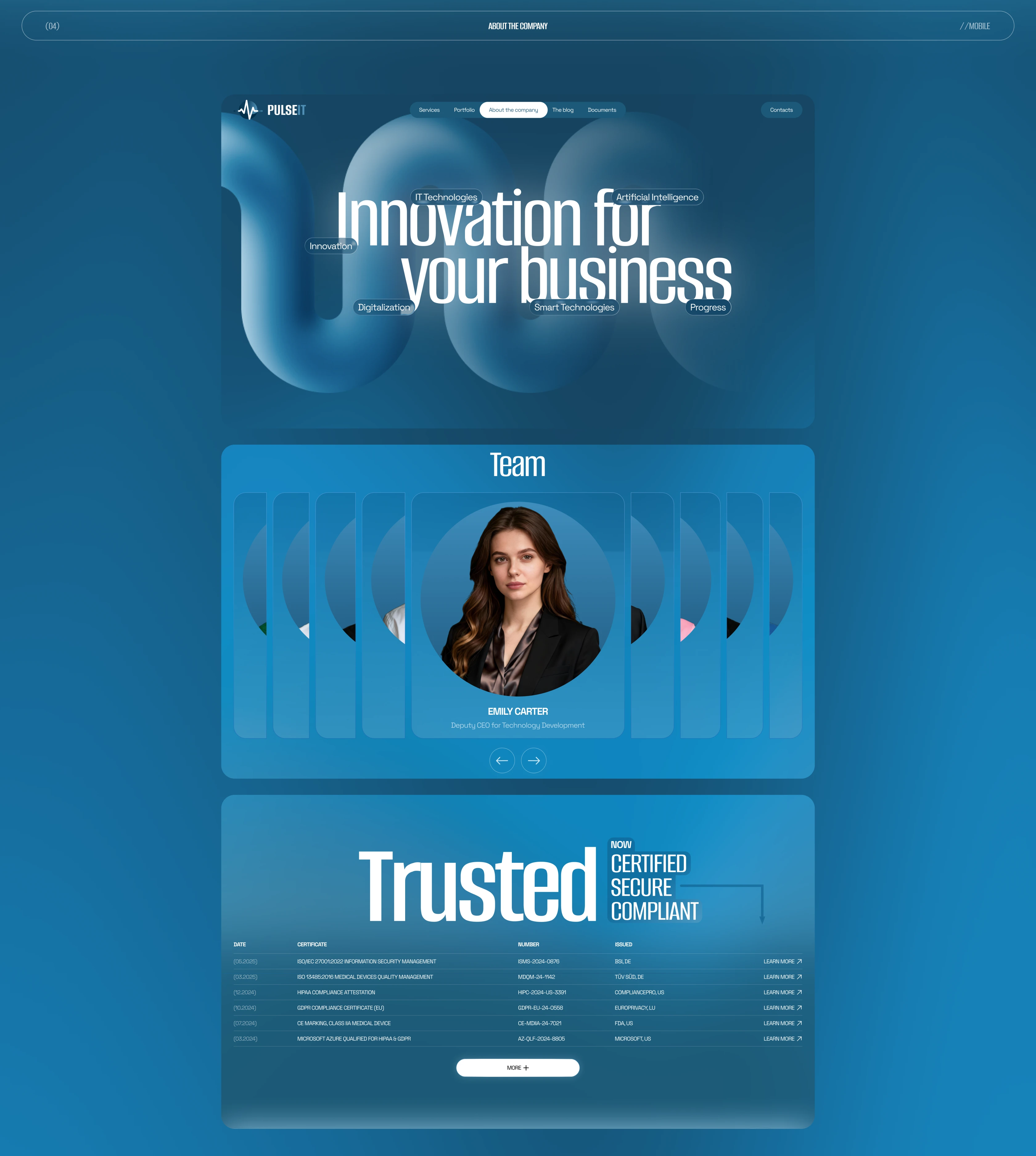 PulseIT [Corporate website] — Изображение №9 — Интерфейсы, Брендинг на Dprofile