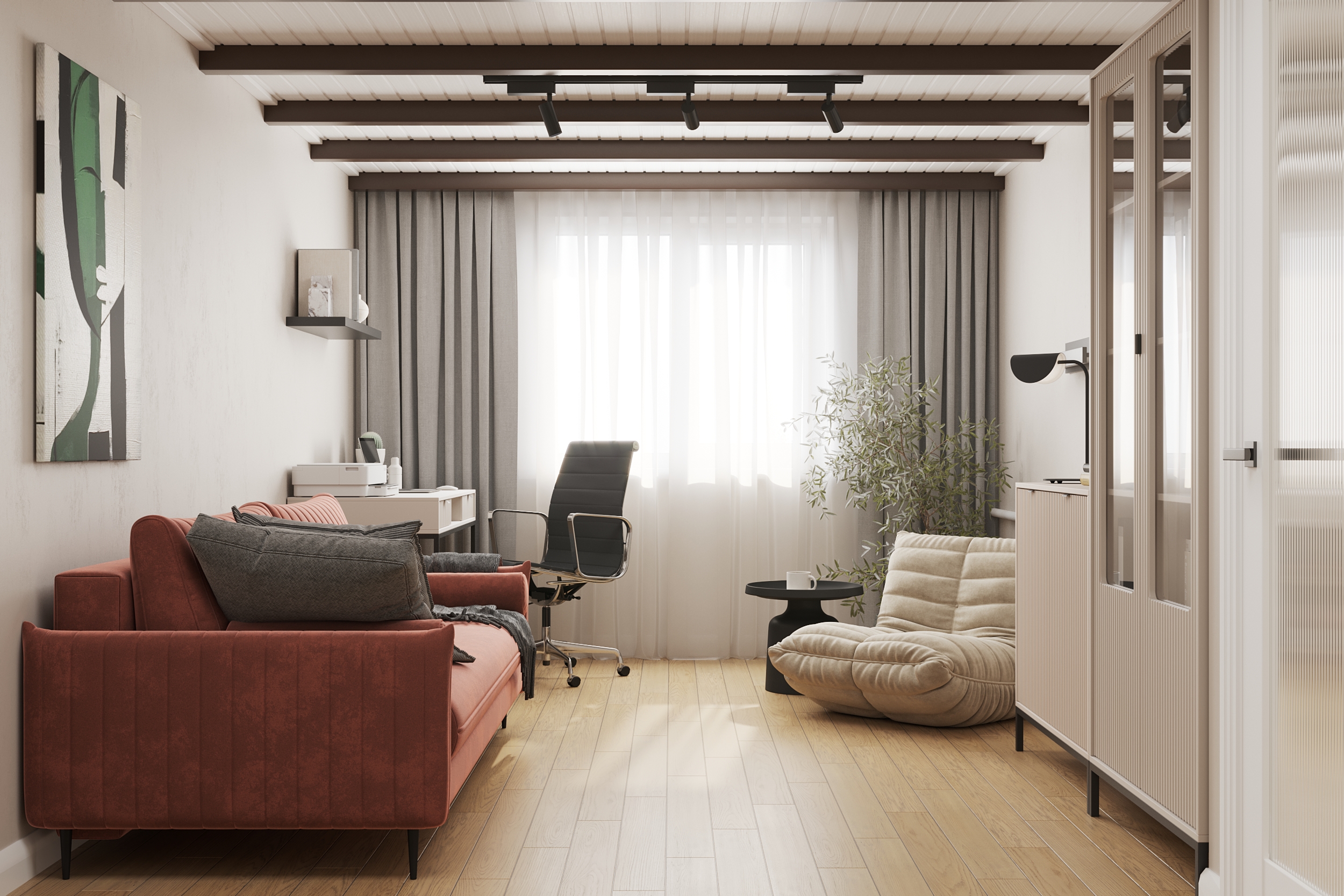 Рабочий кабинет на мансарде частного дома — Изображение №1 — 3D на Dprofile