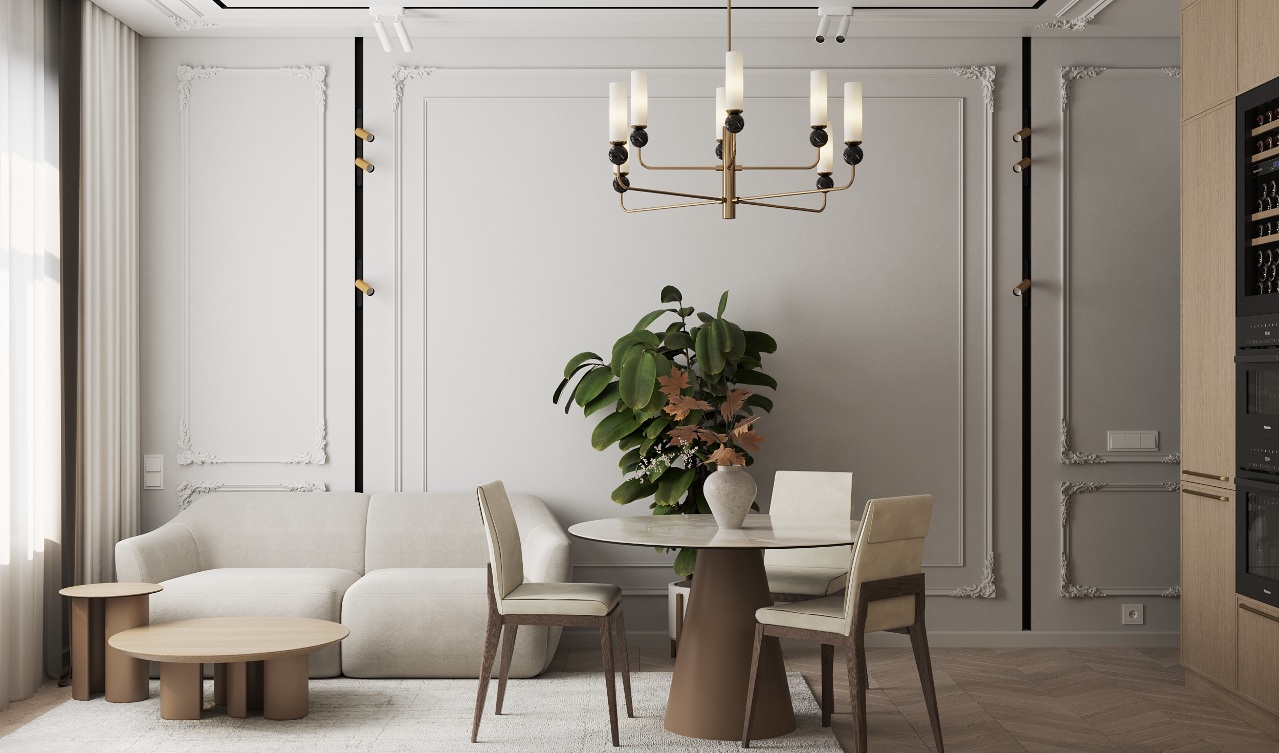 Кухня-гостиная 19,29м2 — Изображение №3 — 3D на Dprofile