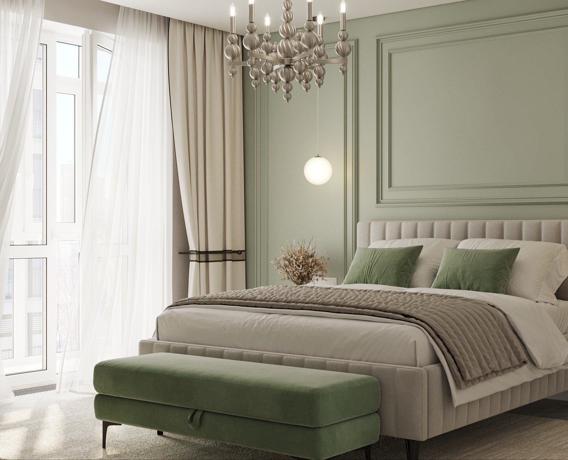 Спальня с гардеробной комнатой — 3D, Архитектура на Dprofile