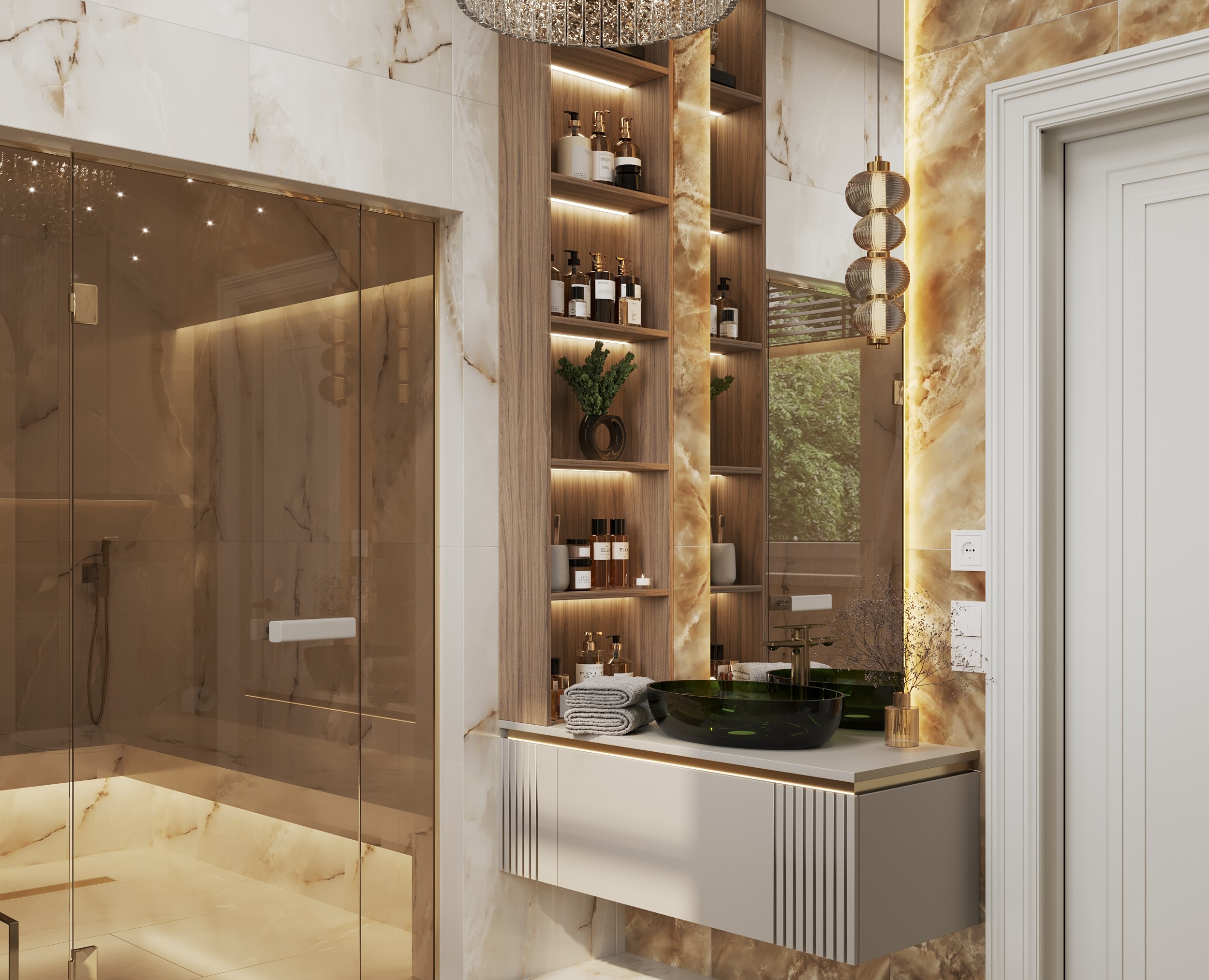 Душевая и хаммам в частном доме за городом — 3D на Dprofile