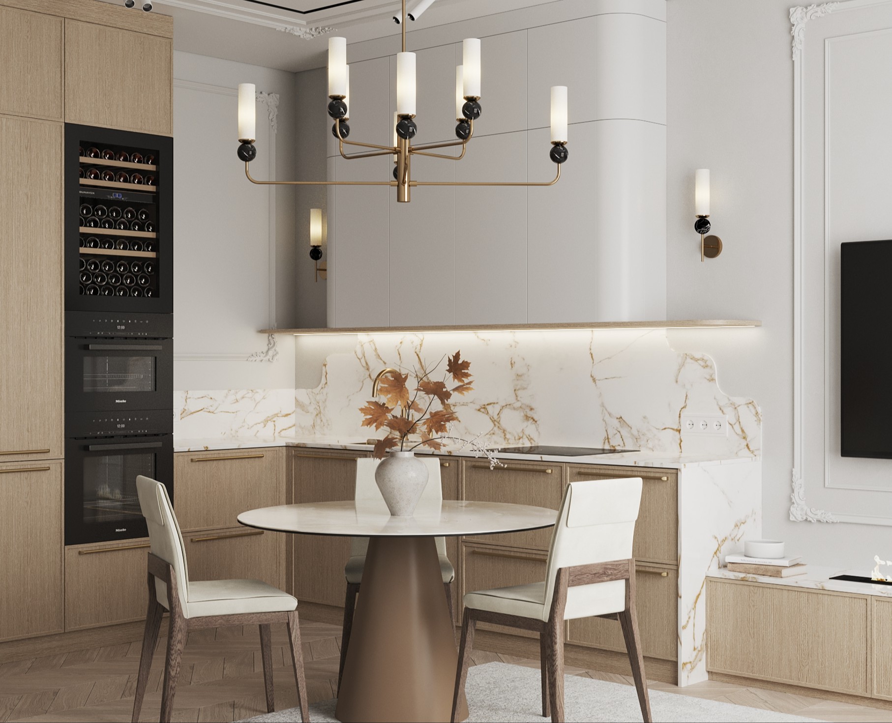 Кухня-гостиная 19,29м2 — 3D на Dprofile