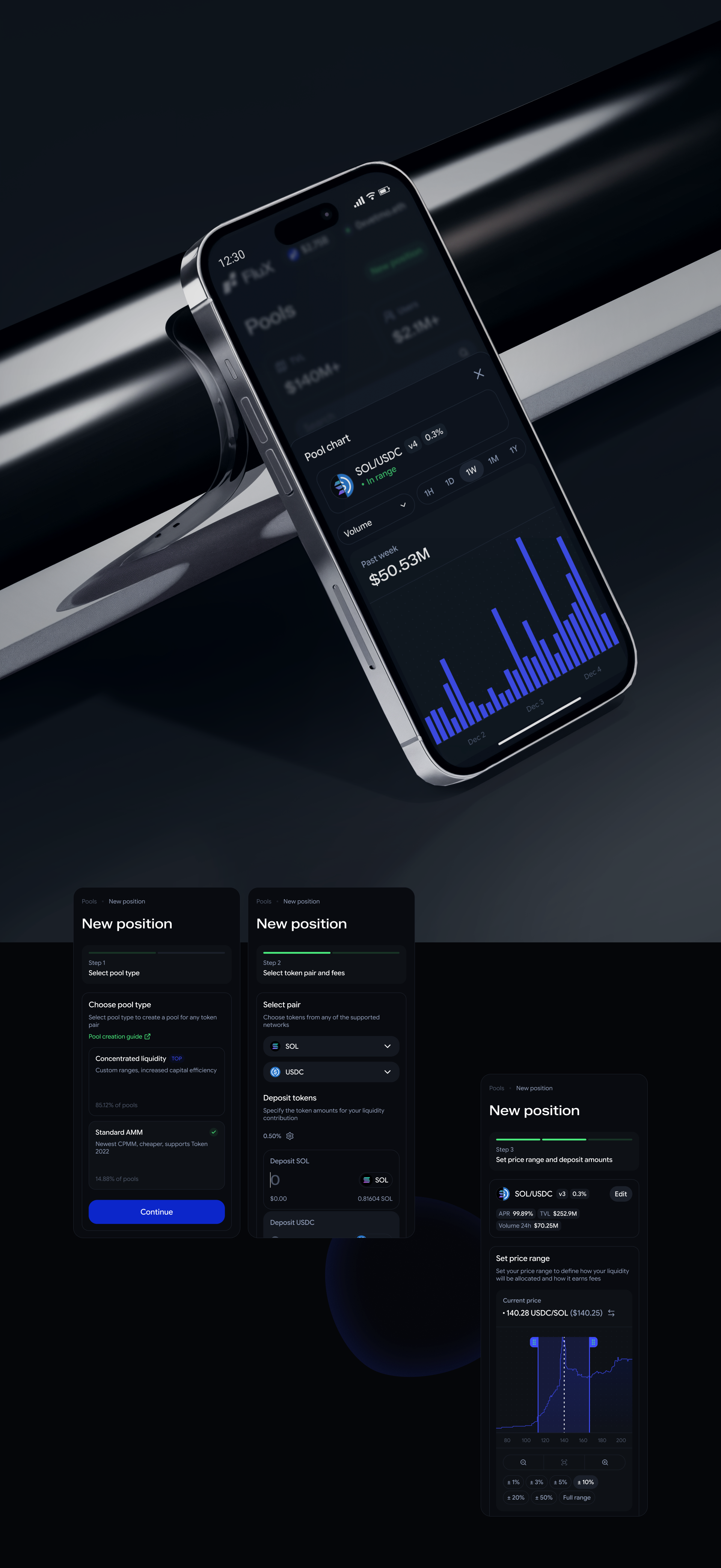 FluX — дизайн интерфейсов DeFi DEX-платформы — Изображение №14 — Интерфейсы, Брендинг на Dprofile