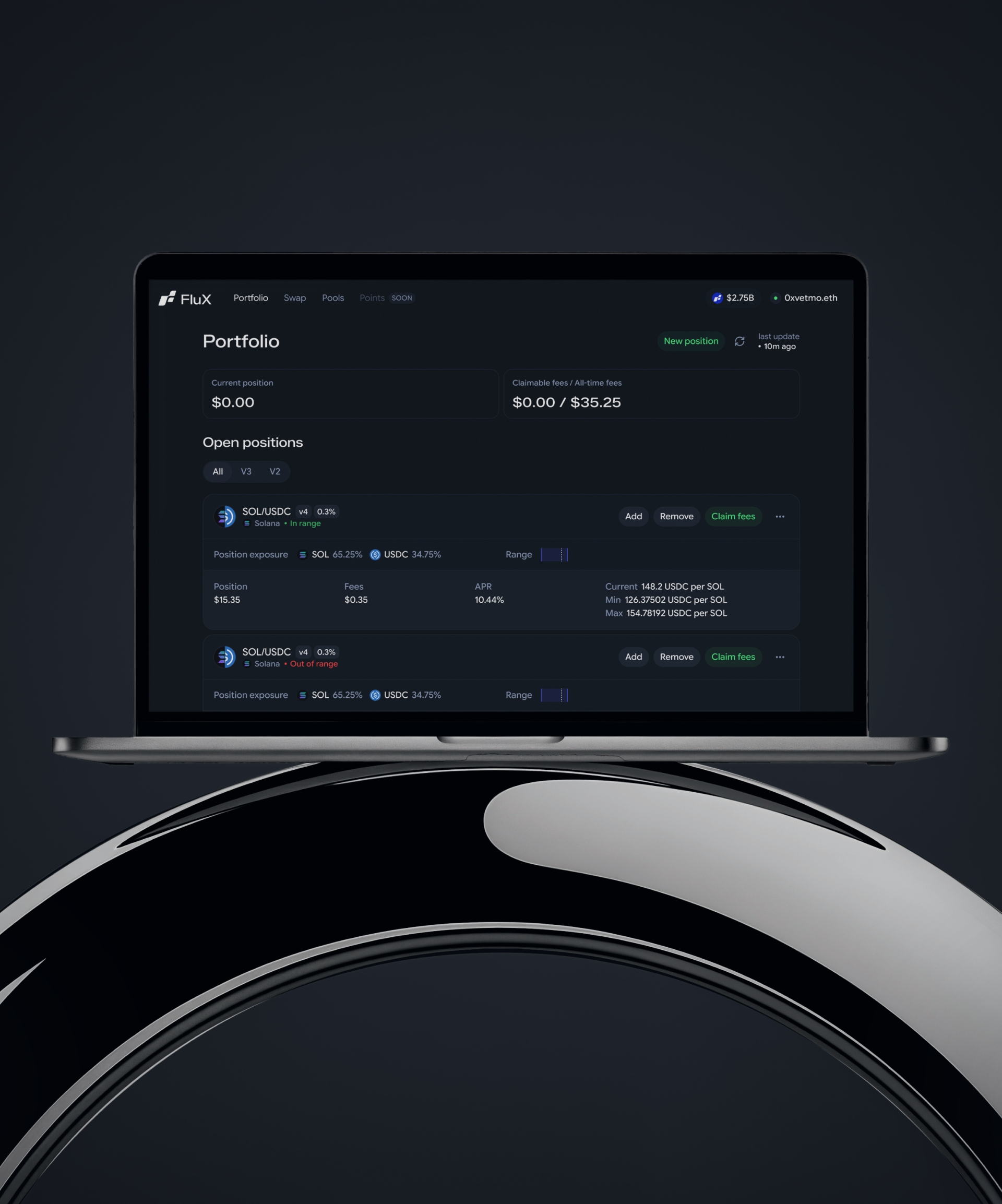 FluX — дизайн интерфейсов DeFi DEX-платформы — Изображение №11 — Интерфейсы, Брендинг на Dprofile