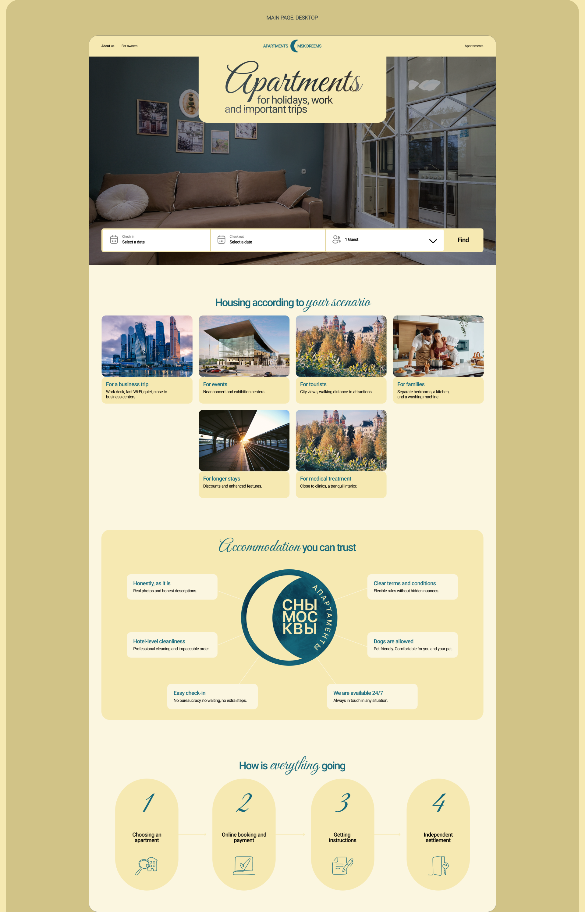 Апартаменты Сны Москвы — Изображение №4 — Интерфейсы, Брендинг на Dprofile