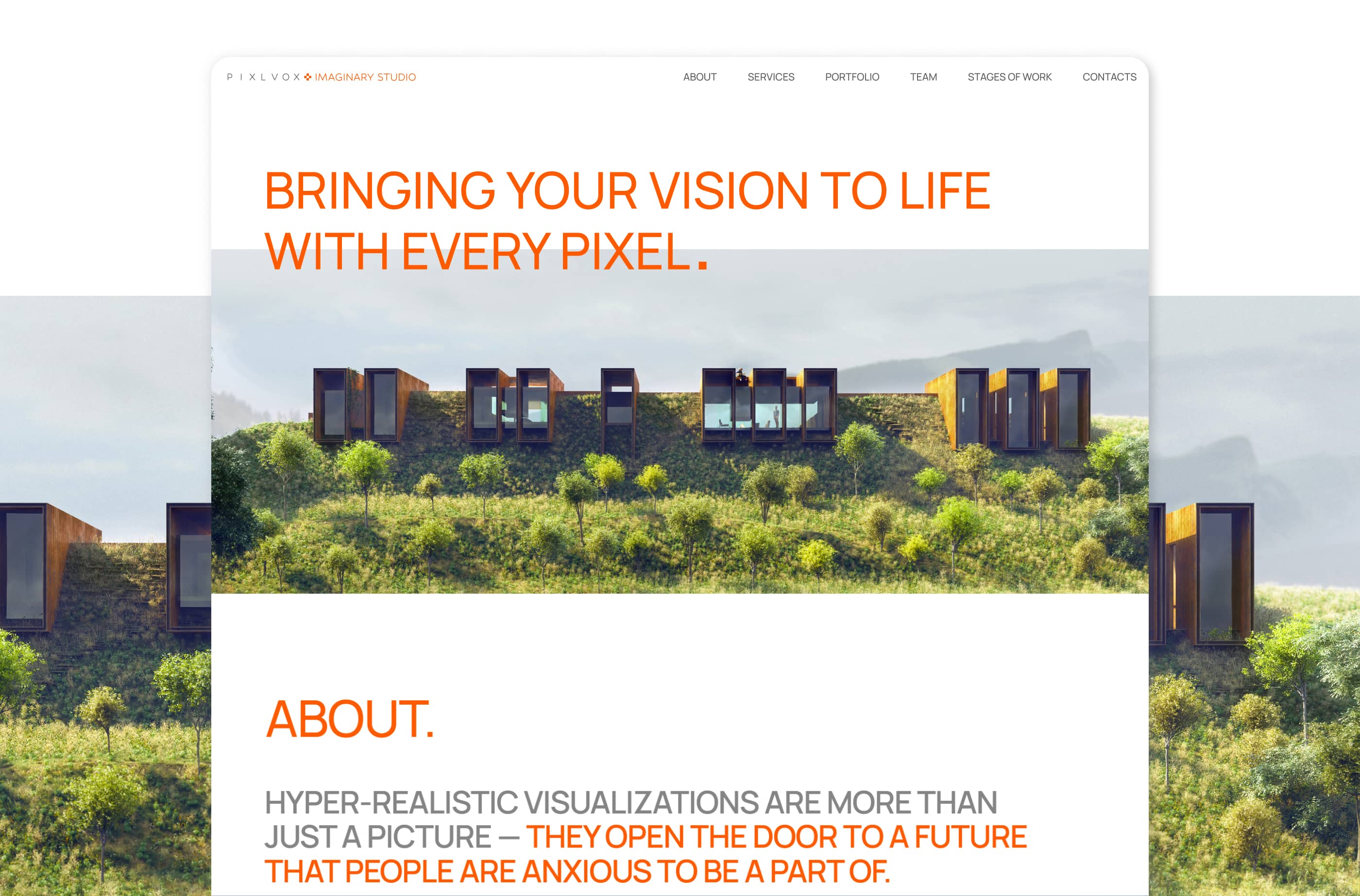 Лендинг для студии архитектурной визуализации и анимации — Изображение №2 — Интерфейсы, Анимация на Dprofile