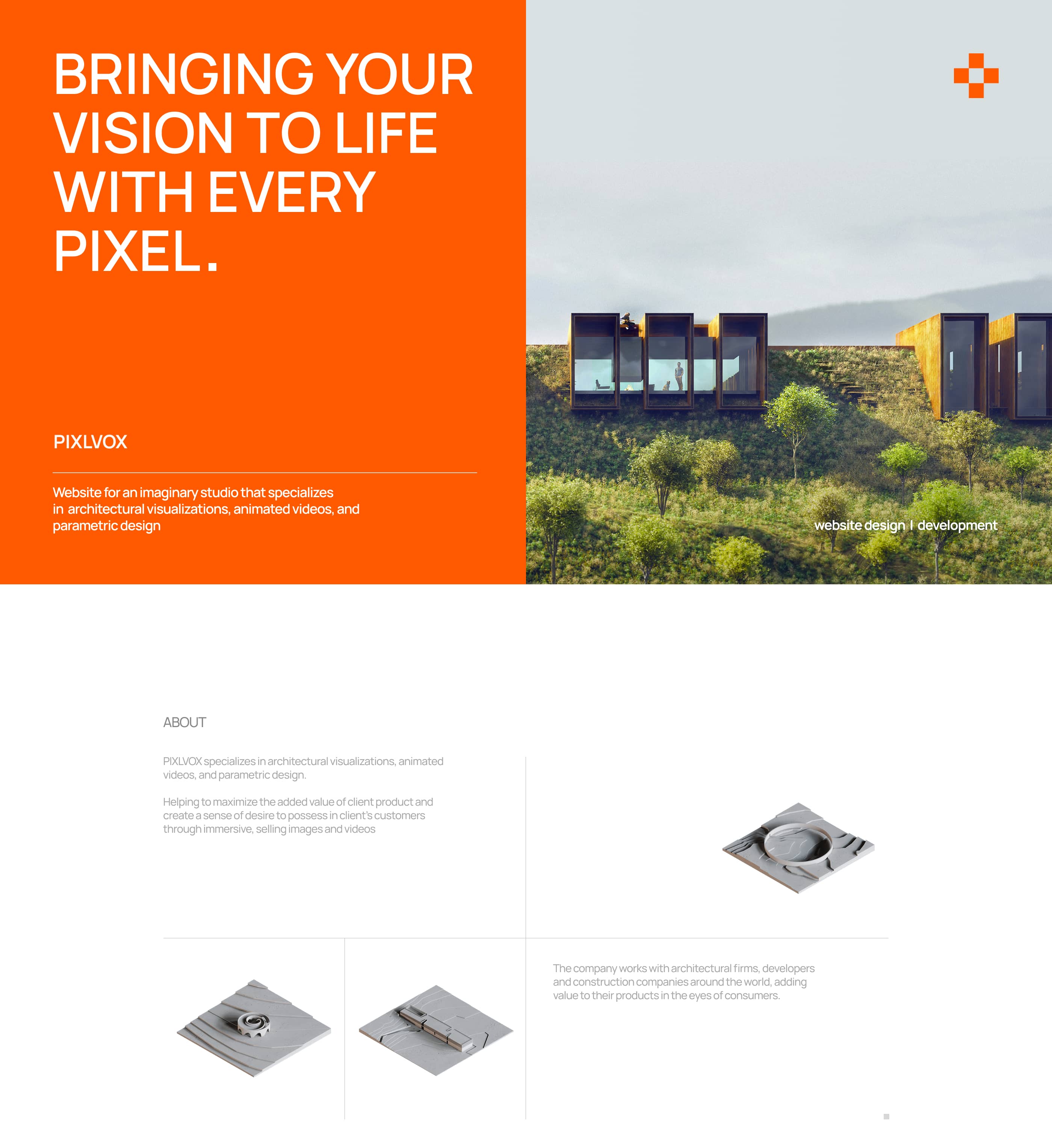 Лендинг для студии архитектурной визуализации и анимации — Изображение №1 — Интерфейсы, Анимация на Dprofile