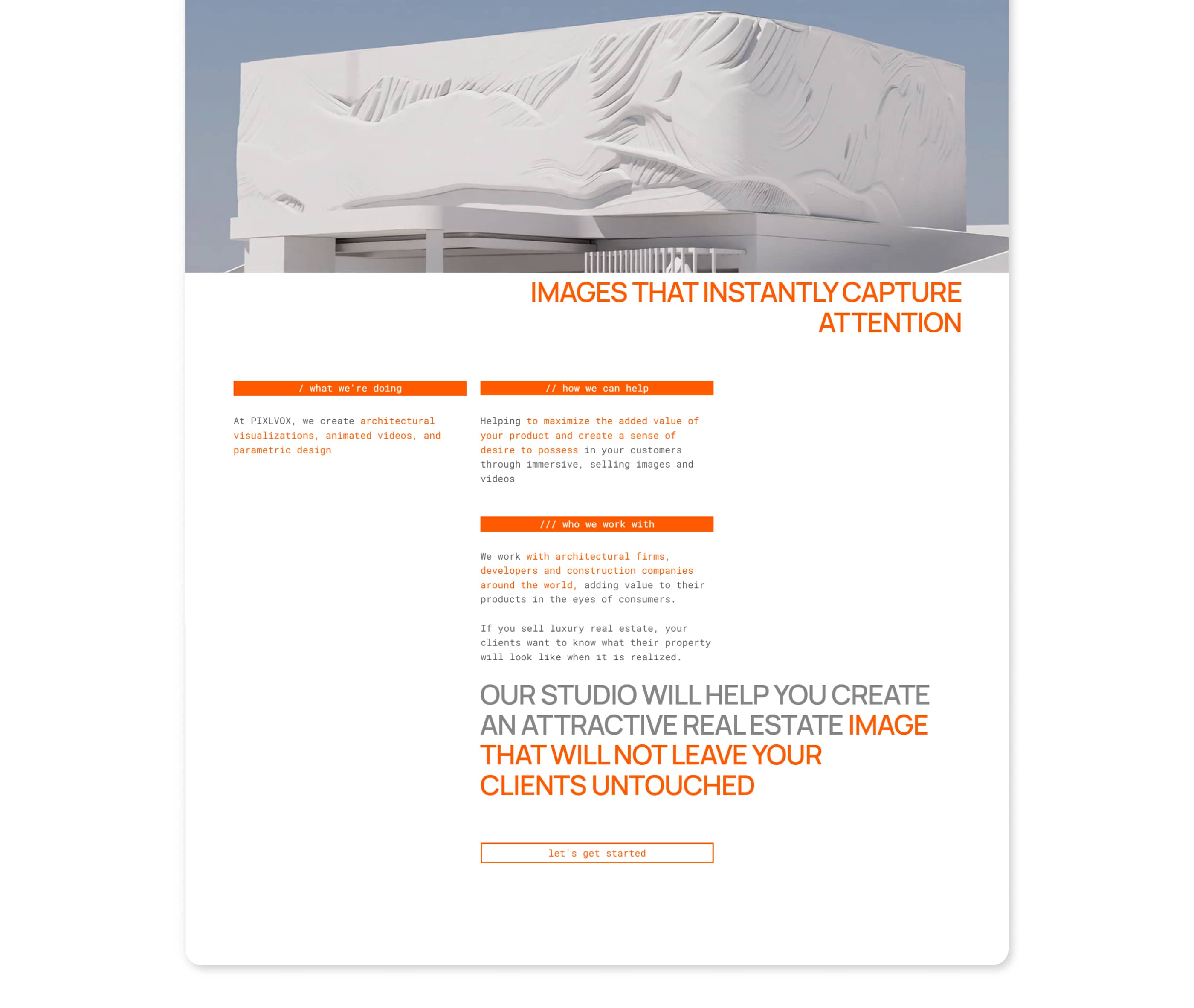 Лендинг для студии архитектурной визуализации и анимации — Изображение №3 — Интерфейсы, Анимация на Dprofile