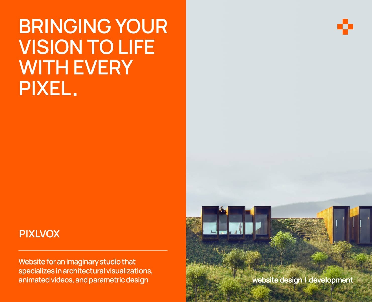 Лендинг для студии архитектурной визуализации и анимации — Интерфейсы, Анимация на Dprofile