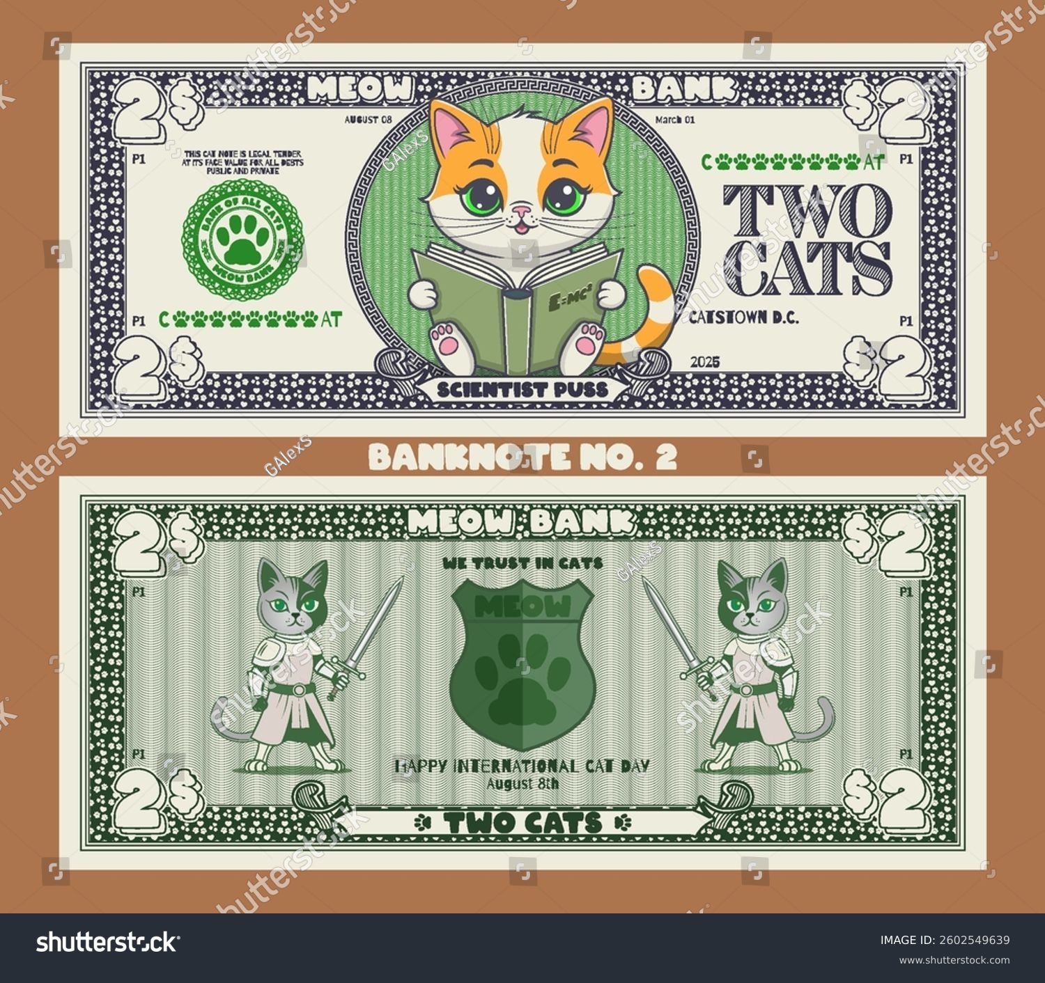 Векторный набор мультяшных игровых банкнот. Кошачьи доллары — Изображение №2 — Иллюстрация на Dprofile