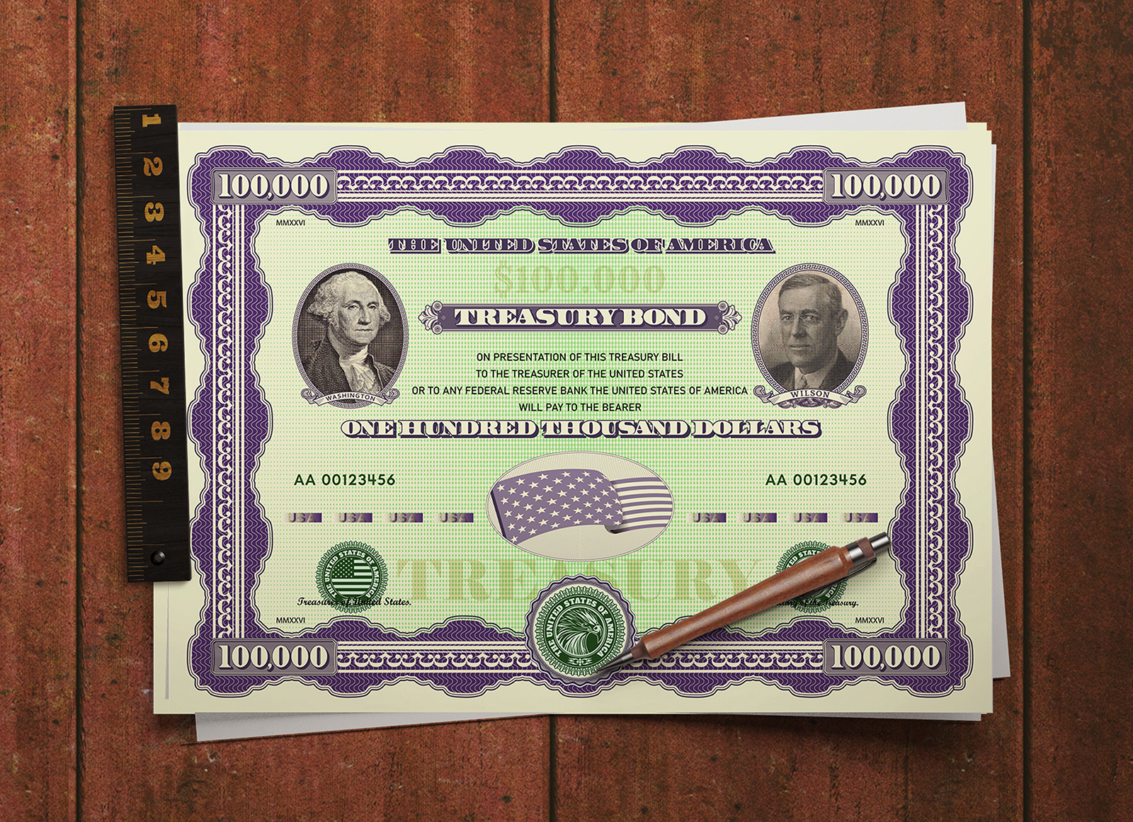 Векторный казначейский билет 100000 долларов США — Изображение №5 — Иллюстрация на Dprofile