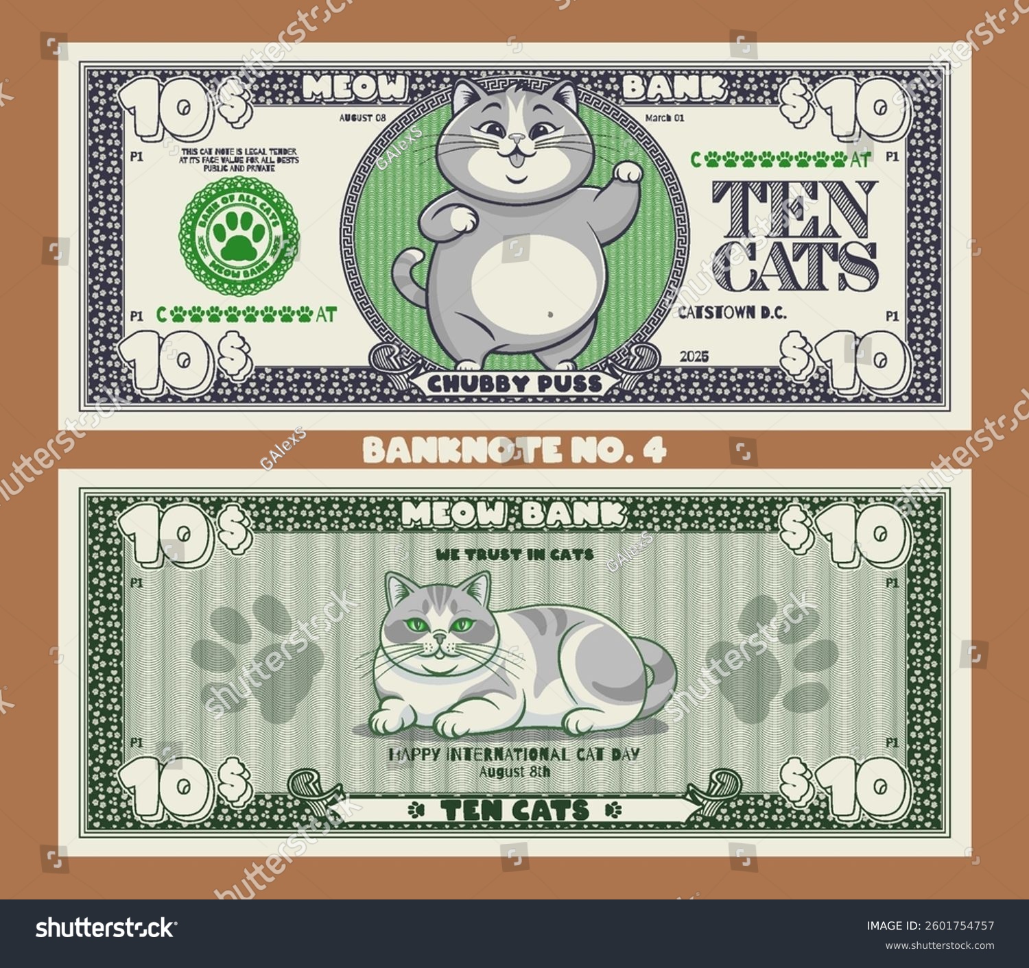 Векторный набор мультяшных игровых банкнот. Кошачьи доллары — Изображение №5 — Иллюстрация на Dprofile