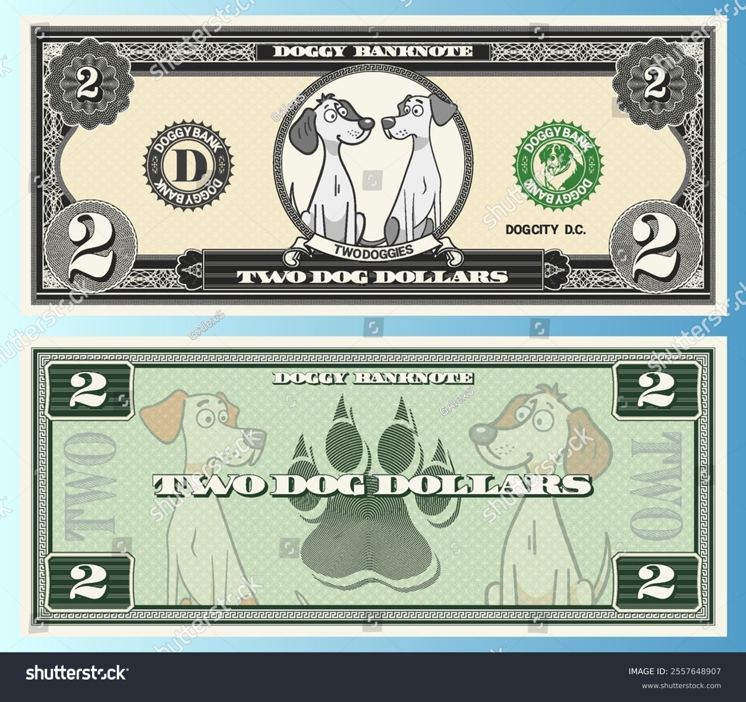 Векторный набор игровых мультяшный банкнот. Собачий доллар — Изображение №2 — Иллюстрация на Dprofile