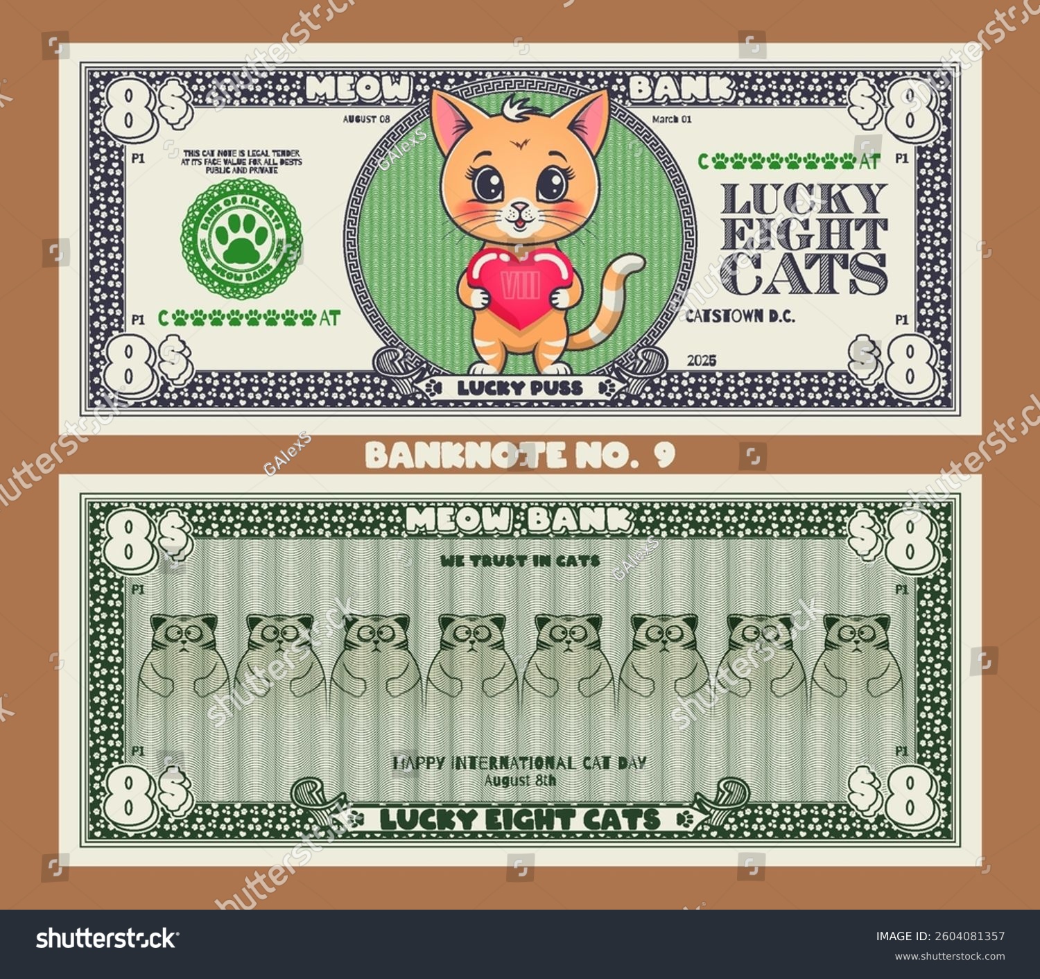 Векторный набор мультяшных игровых банкнот. Кошачьи доллары — Изображение №4 — Иллюстрация на Dprofile