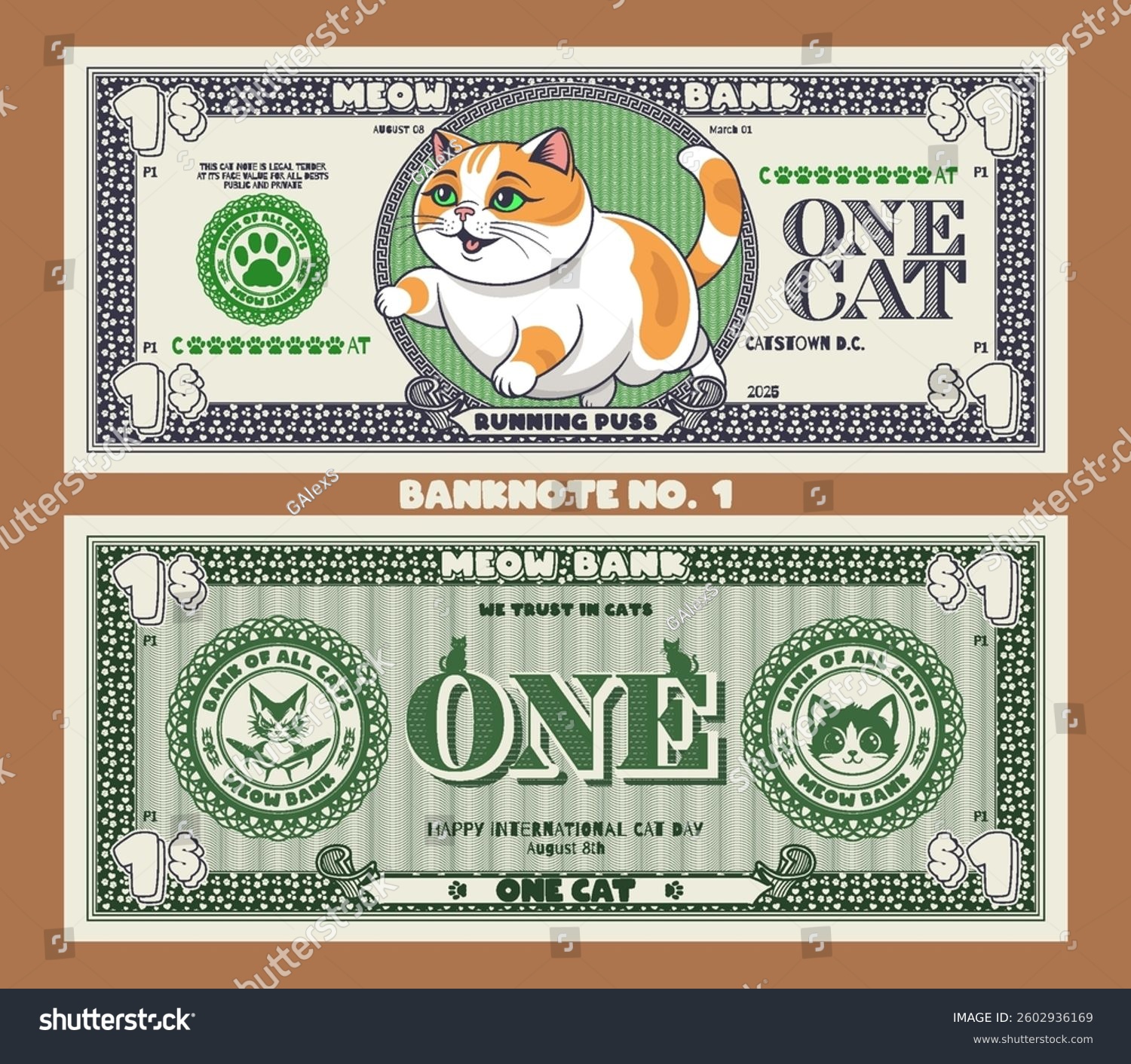 Векторный набор мультяшных игровых банкнот. Кошачьи доллары — Изображение №1 — Иллюстрация на Dprofile