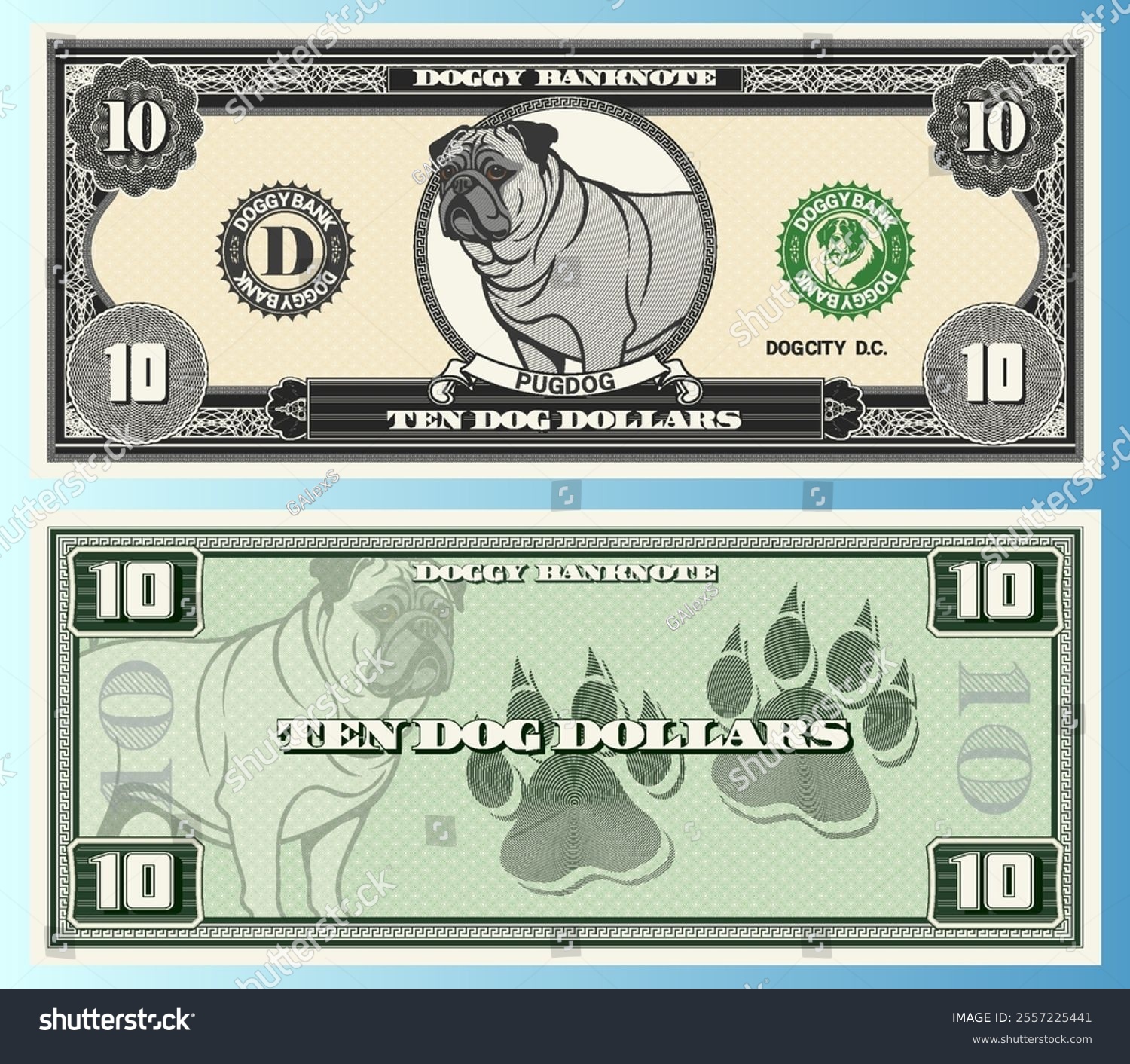 Векторный набор игровых мультяшный банкнот. Собачий доллар — Изображение №4 — Иллюстрация на Dprofile