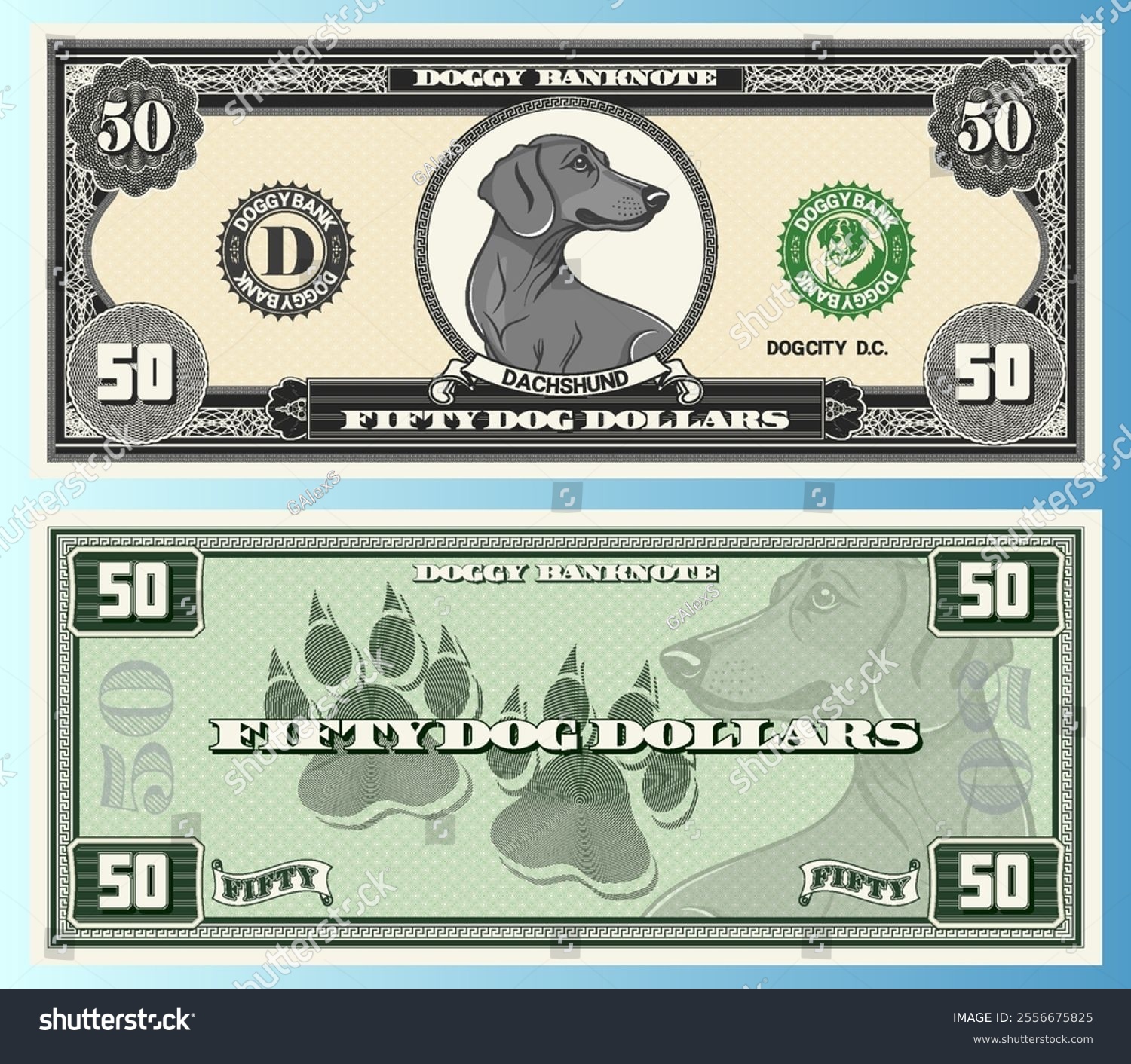 Векторный набор игровых мультяшный банкнот. Собачий доллар — Изображение №7 — Иллюстрация на Dprofile