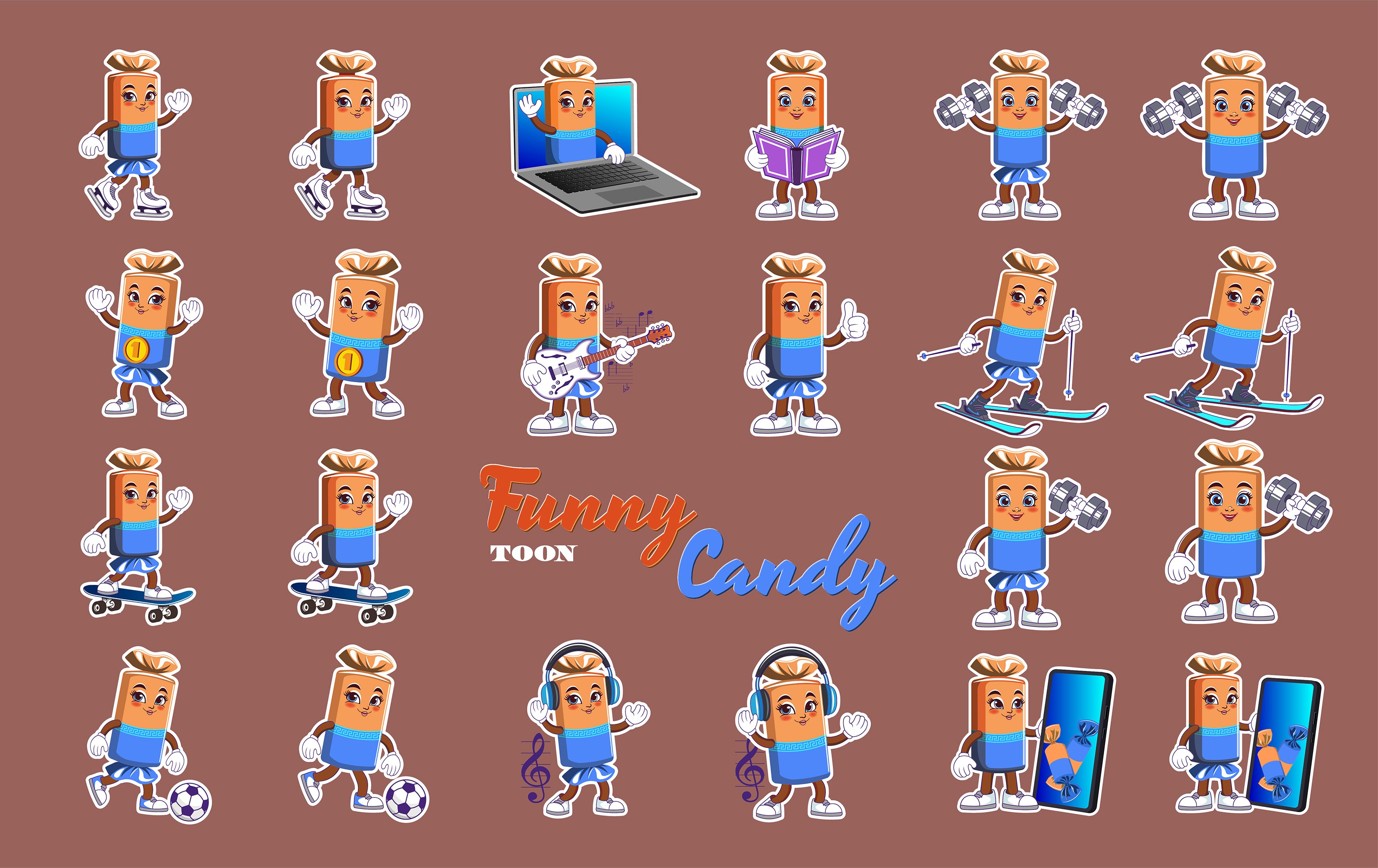 Векторный набор милых мультяшных конфеток. стикеры — Изображение №1 — Иллюстрация на Dprofile