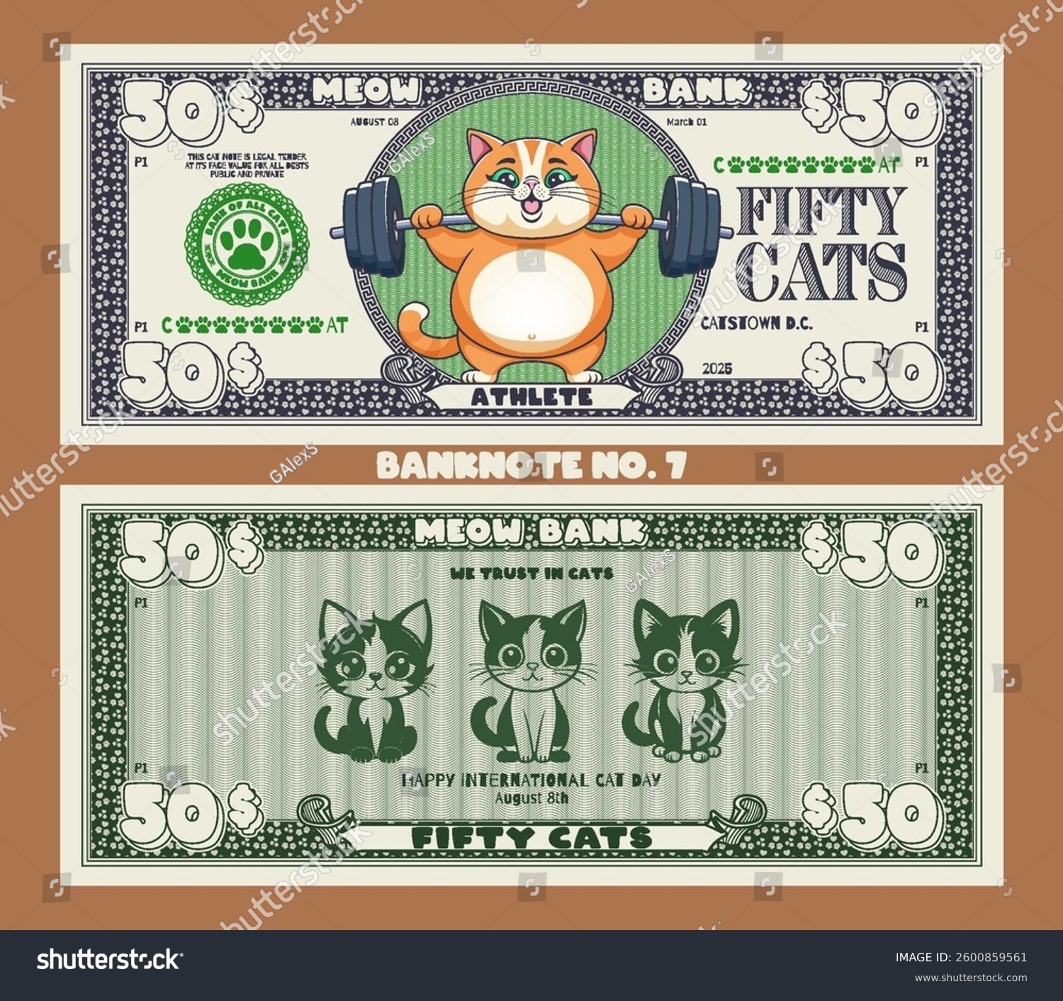 Векторный набор мультяшных игровых банкнот. Кошачьи доллары — Изображение №8 — Иллюстрация на Dprofile