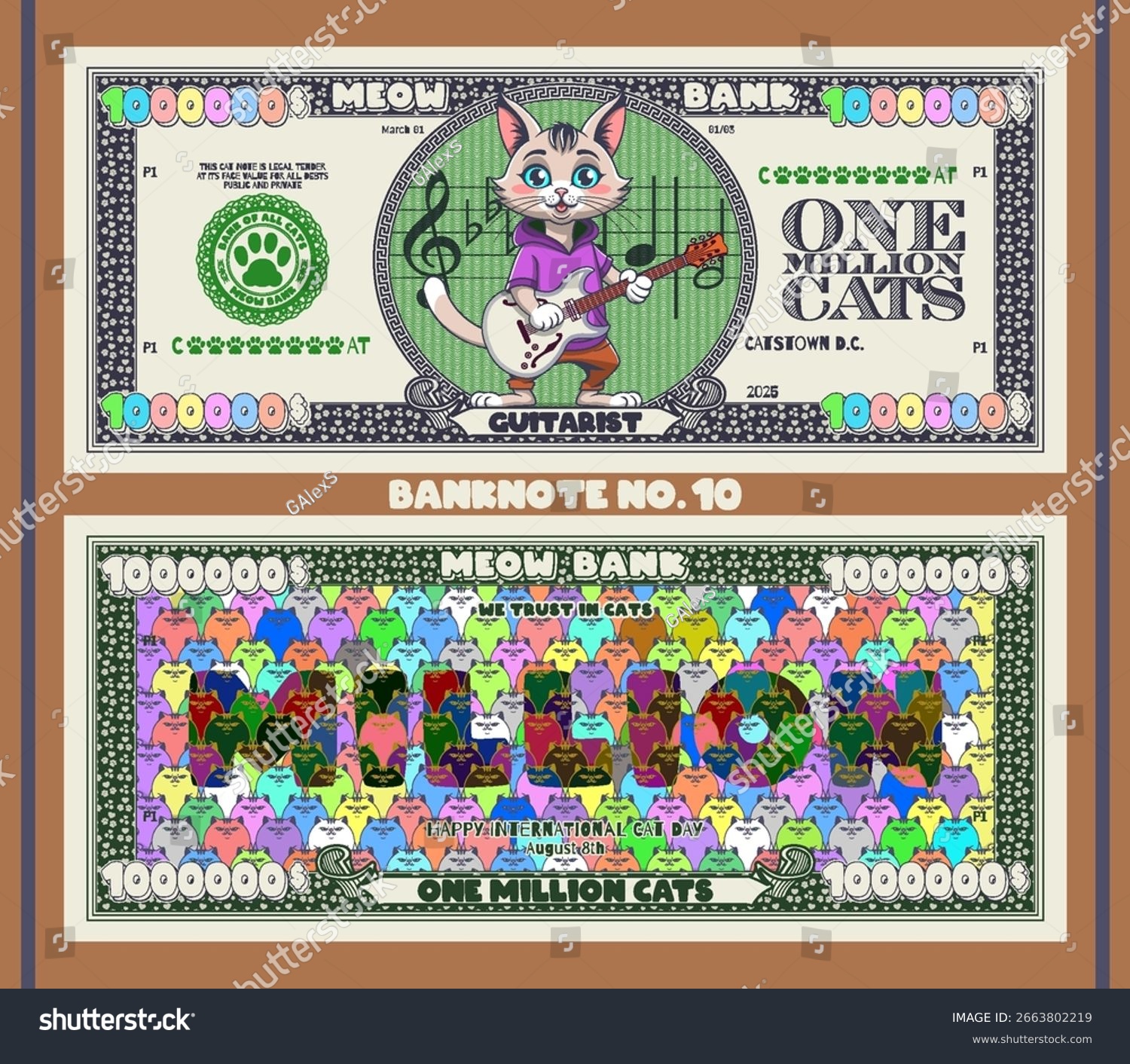 Векторный набор мультяшных игровых банкнот. Кошачьи доллары — Изображение №10 — Иллюстрация на Dprofile