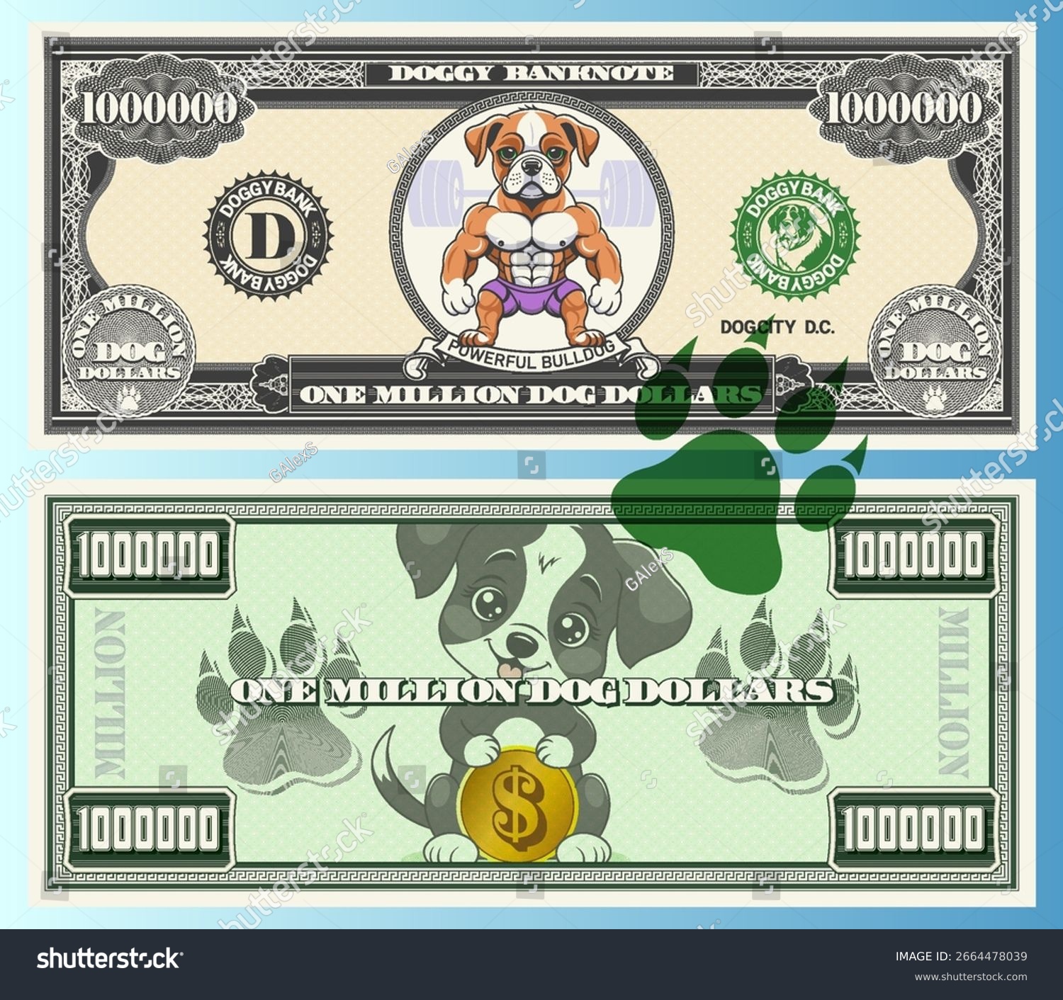 Векторный набор игровых мультяшный банкнот. Собачий доллар — Изображение №9 — Иллюстрация на Dprofile