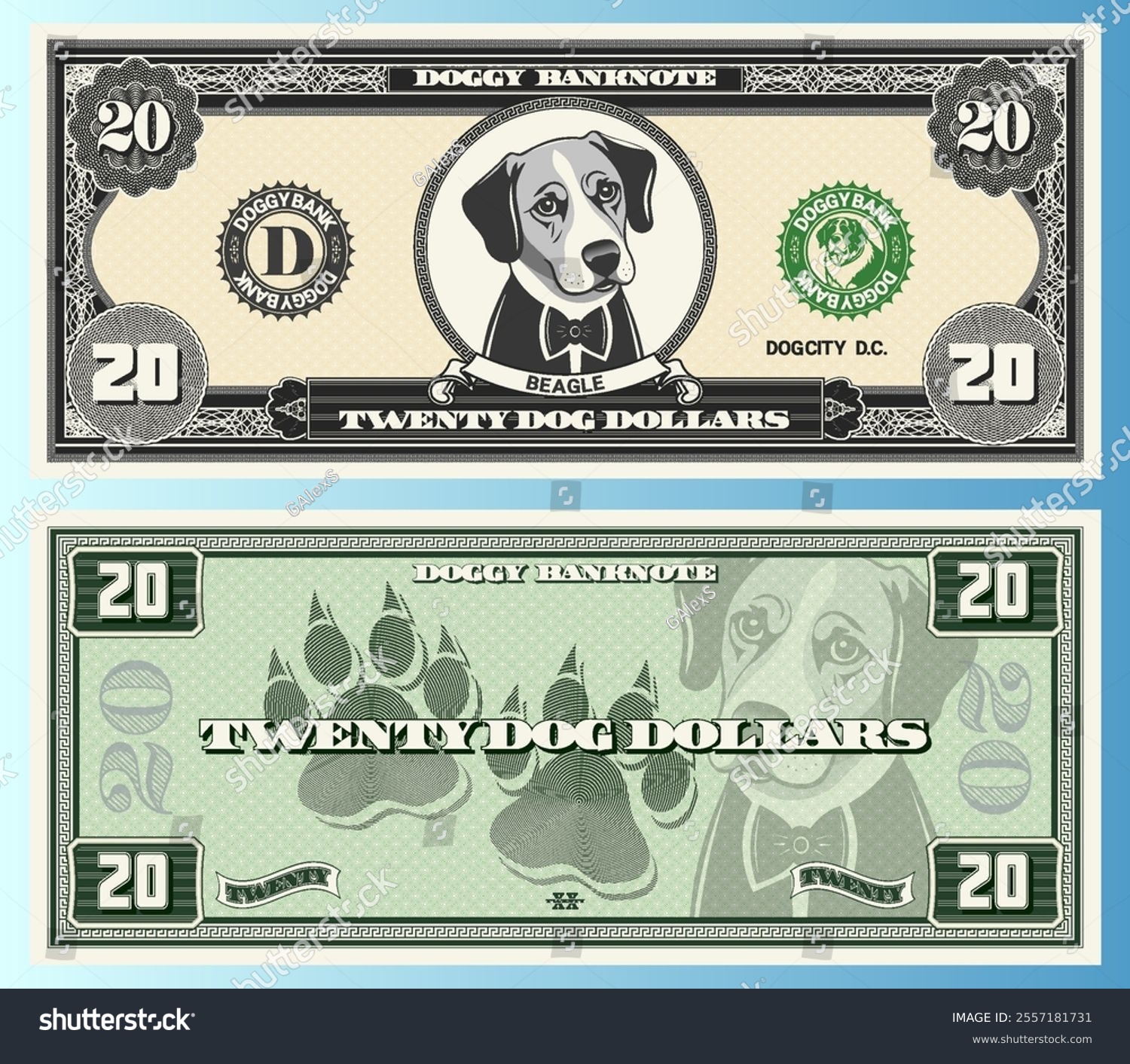 Векторный набор игровых мультяшный банкнот. Собачий доллар — Изображение №5 — Иллюстрация на Dprofile