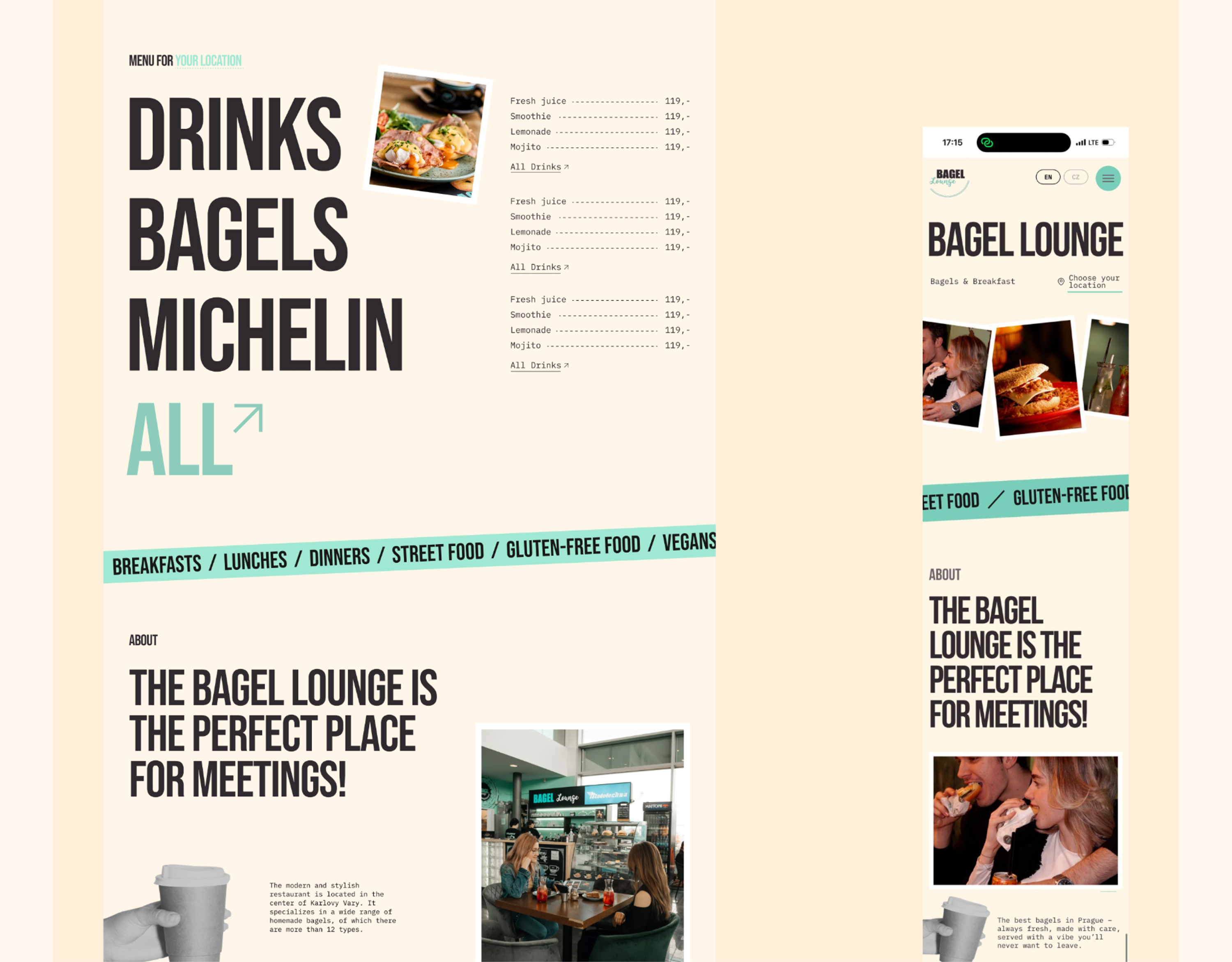 Bagel Lounge | Кафе — Изображение №3 — Интерфейсы, Брендинг на Dprofile