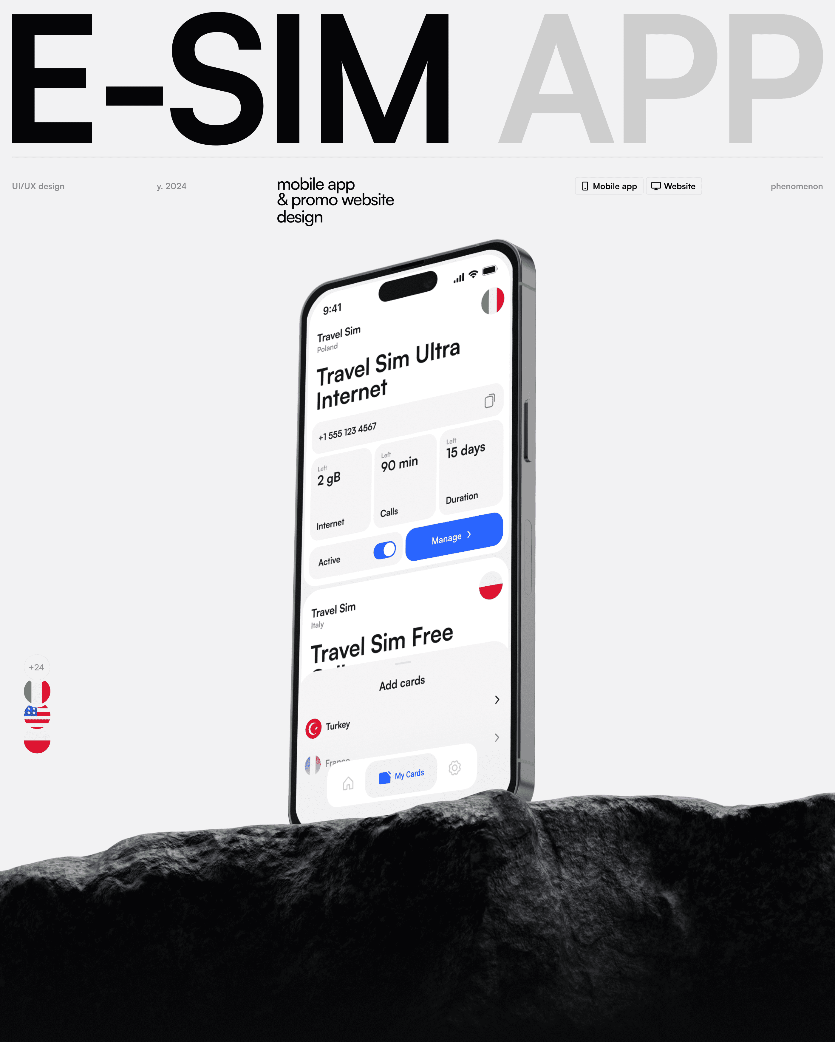 Mobile app & Promo website | E-SIM APP — Изображение №1 — Интерфейсы на Dprofile