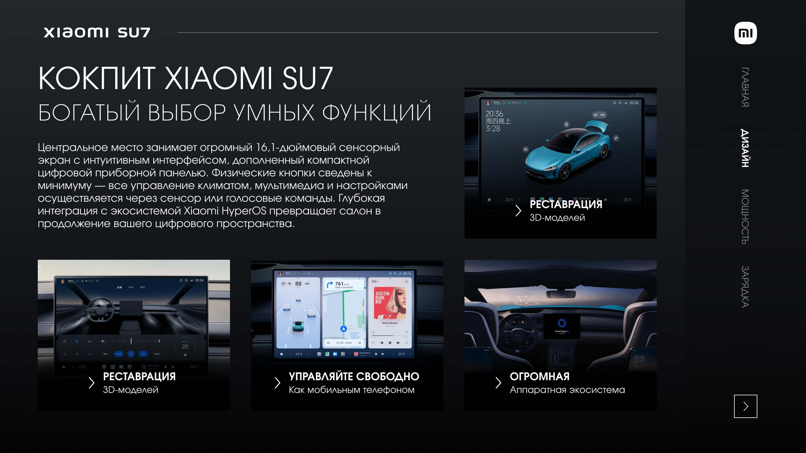 Презентация Xiaomi SU 7 — Изображение №4 — Интерфейсы, Маркетинг на Dprofile