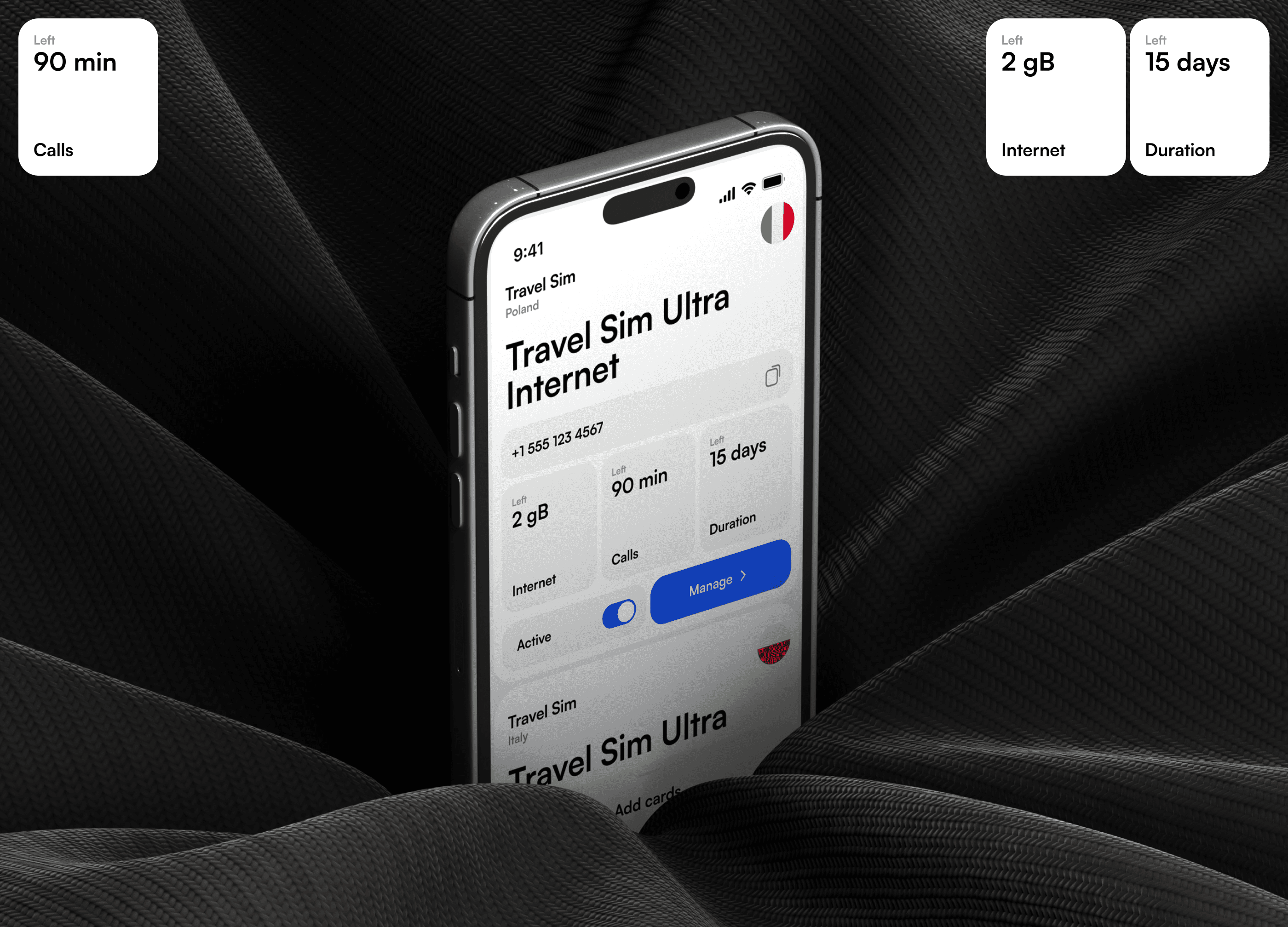 Mobile app & Promo website | E-SIM APP — Изображение №8 — Интерфейсы на Dprofile
