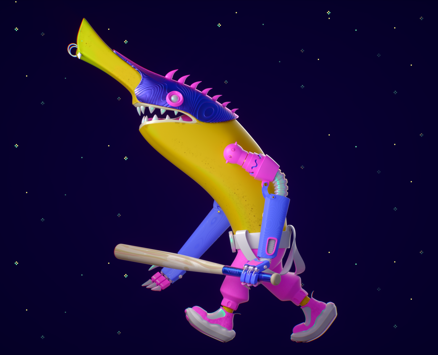 3D Character • Banana Monster — Иллюстрация, 3D на Dprofile