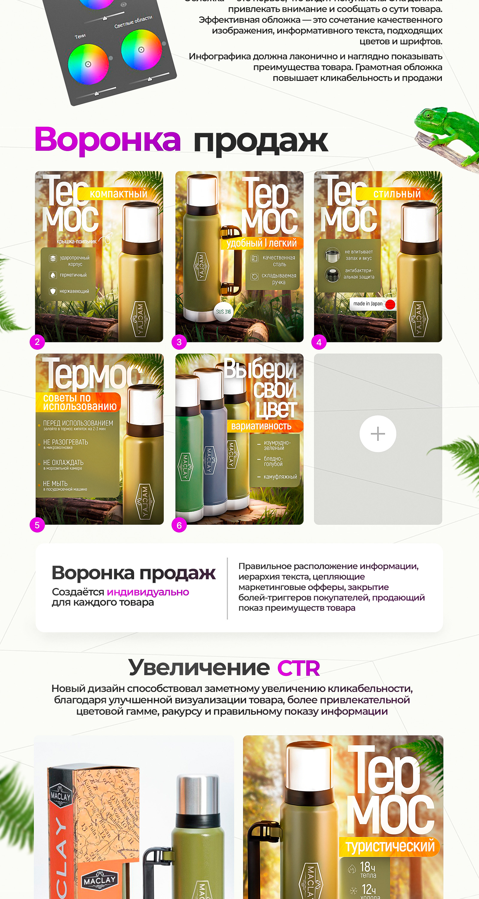 Инфографика карточек термоса / дизайн для маркетплейсов — Изображение №2 — Графика на Dprofile