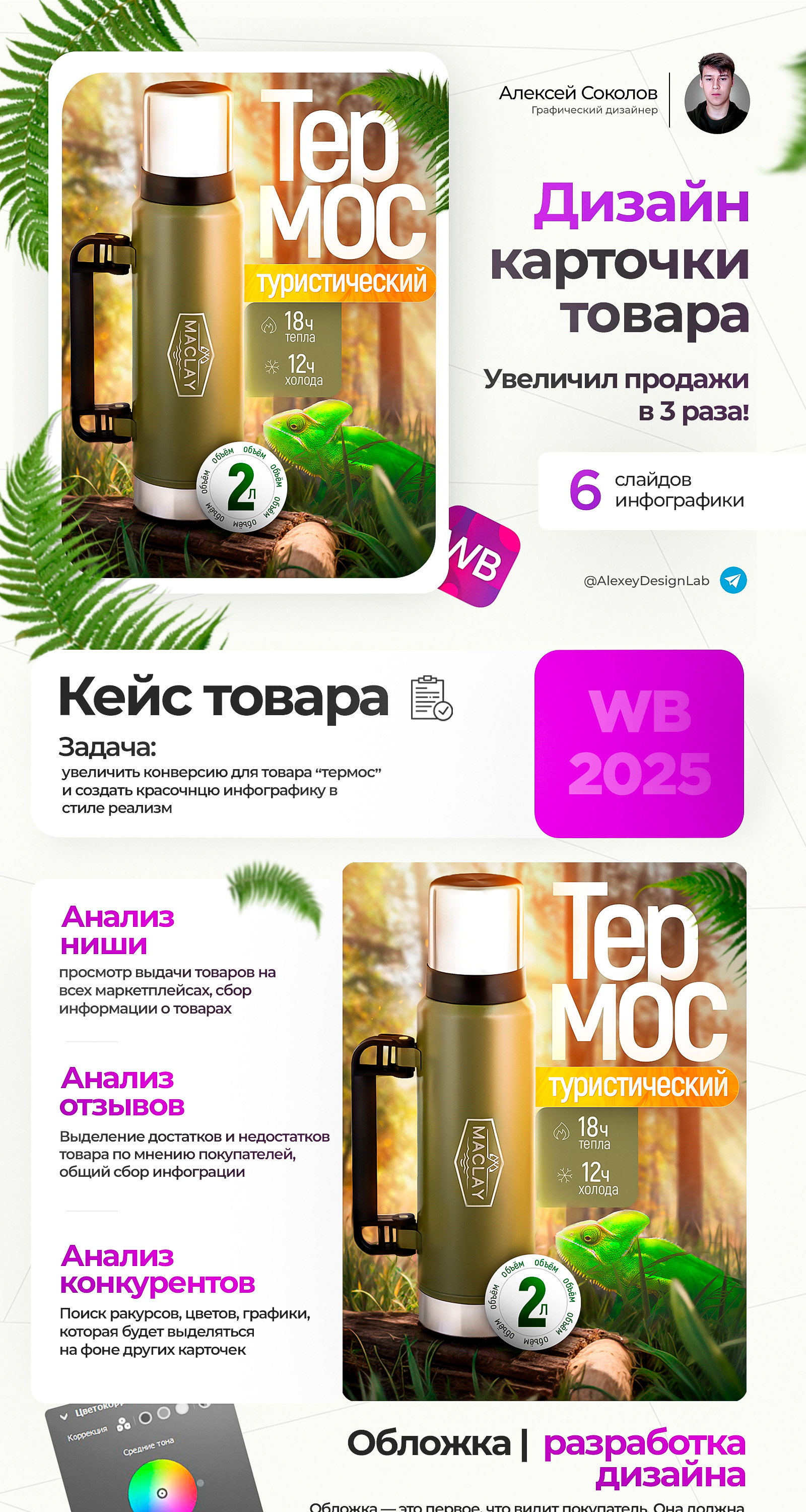 Инфографика карточек термоса / дизайн для маркетплейсов — Изображение №1 — Графика на Dprofile