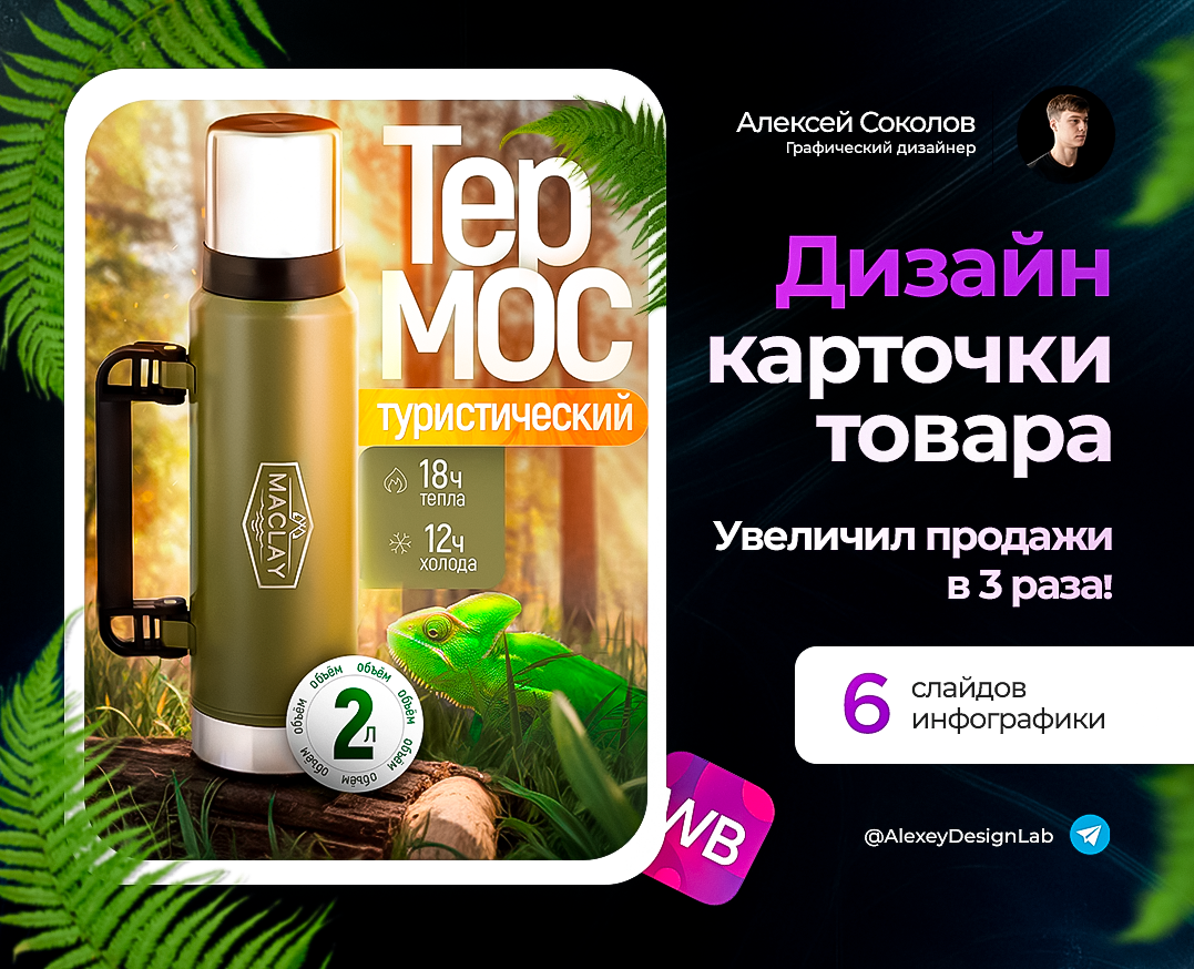 Инфографика карточек термоса / дизайн для маркетплейсов на Dprofile
