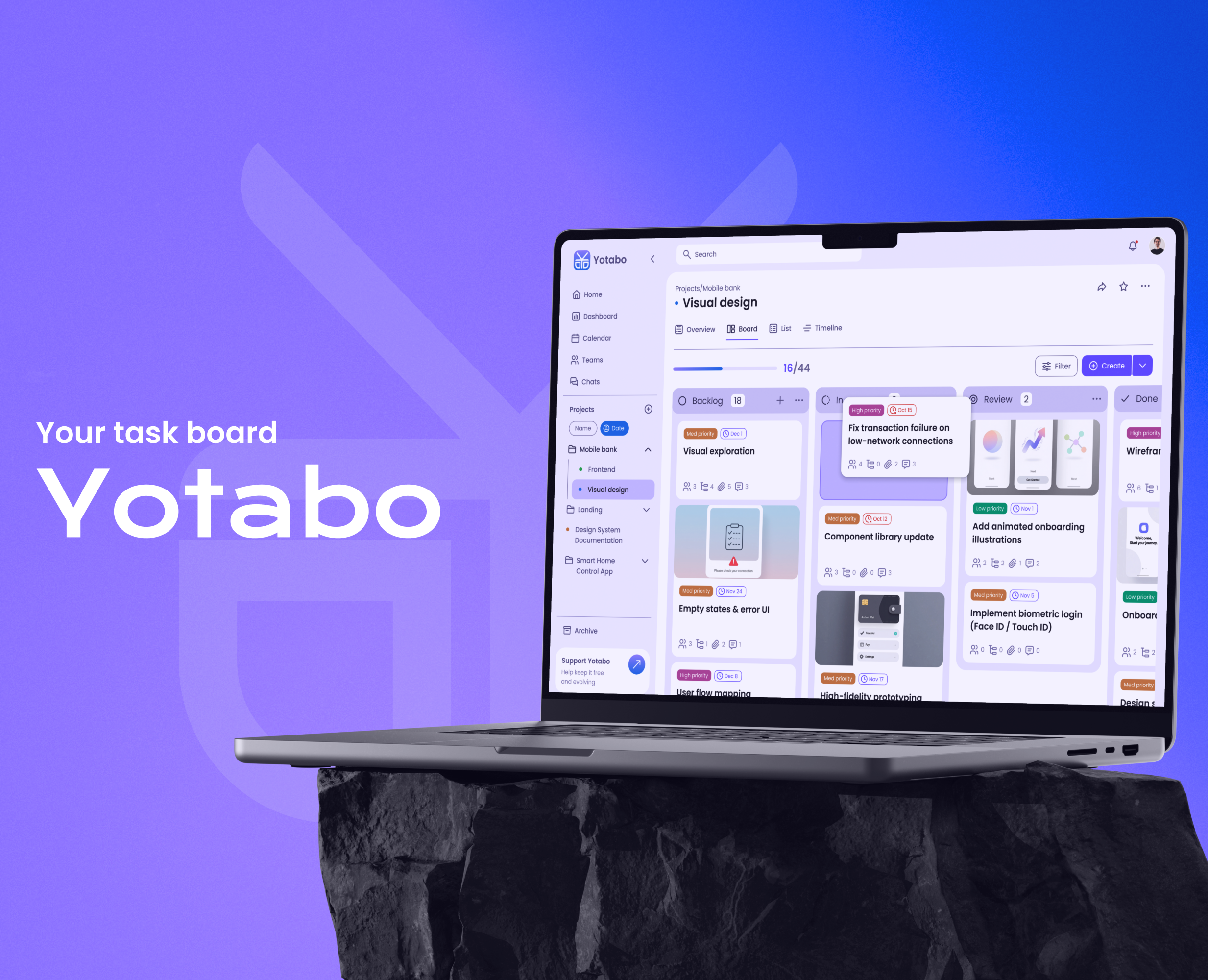 Yotabo - Таск-менеджер UI/UX Дизайн — Интерфейсы на Dprofile