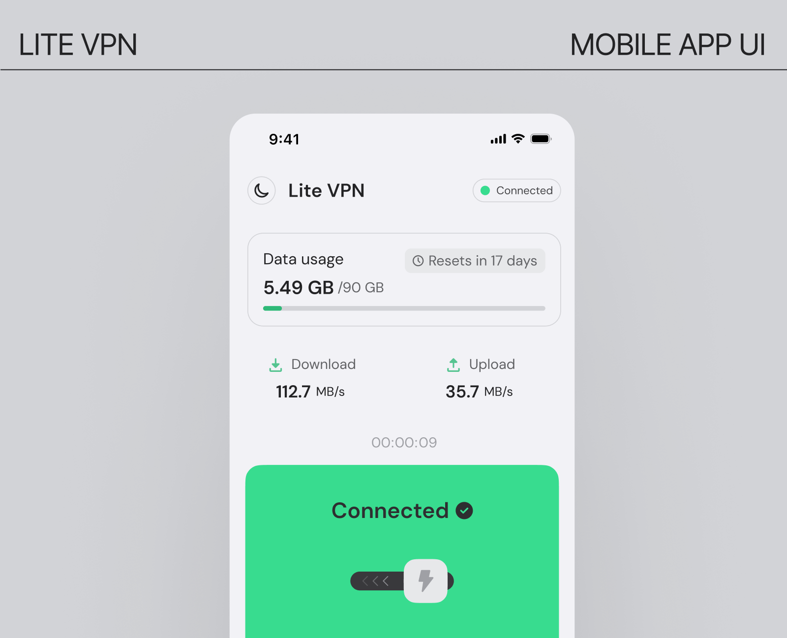 Lite VPN: Mobile App UI — Интерфейсы на Dprofile
