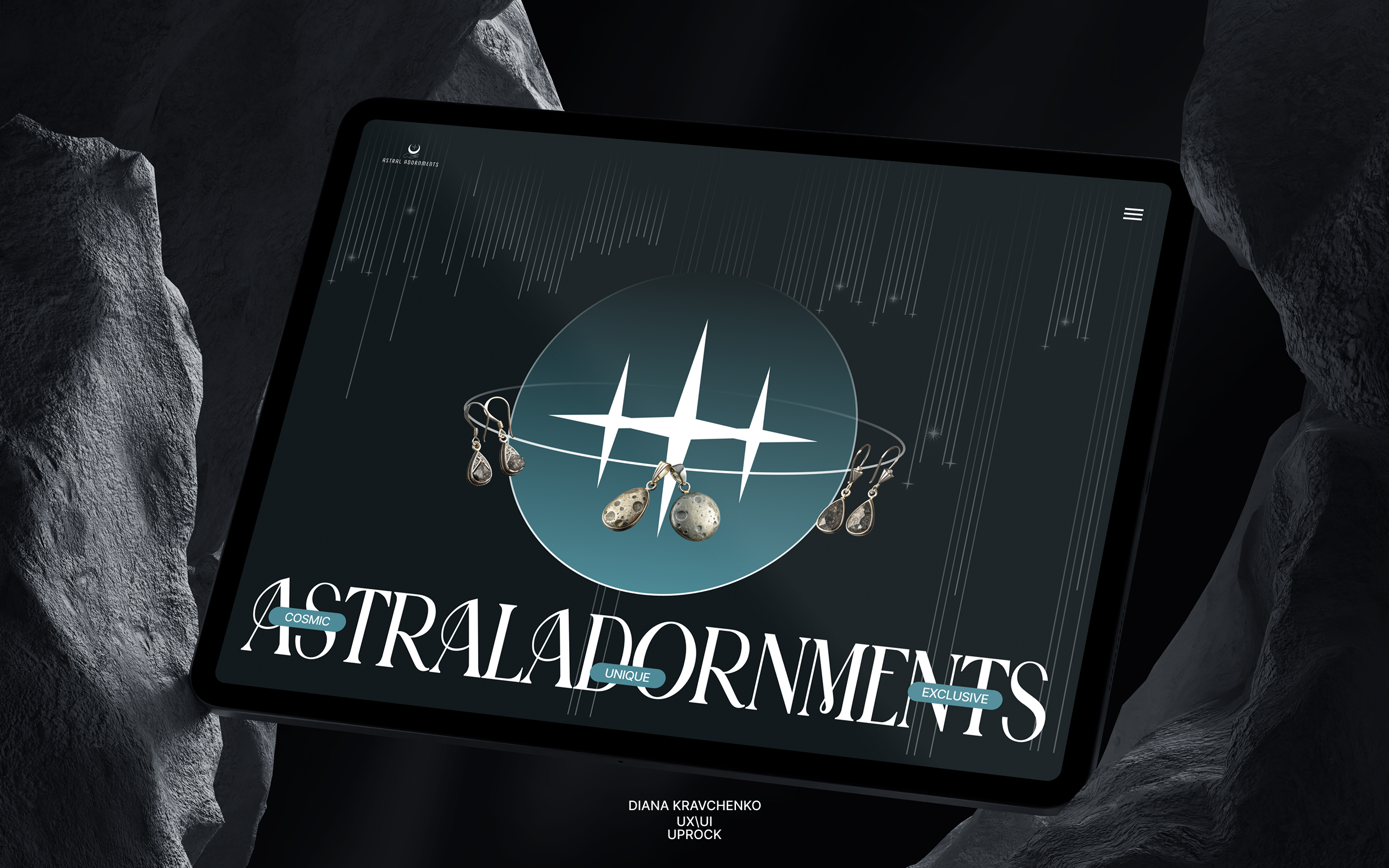 AstralAdornments | интернет-магазин украшений из метеорита — Изображение №1 — Интерфейсы, Брендинг на Dprofile