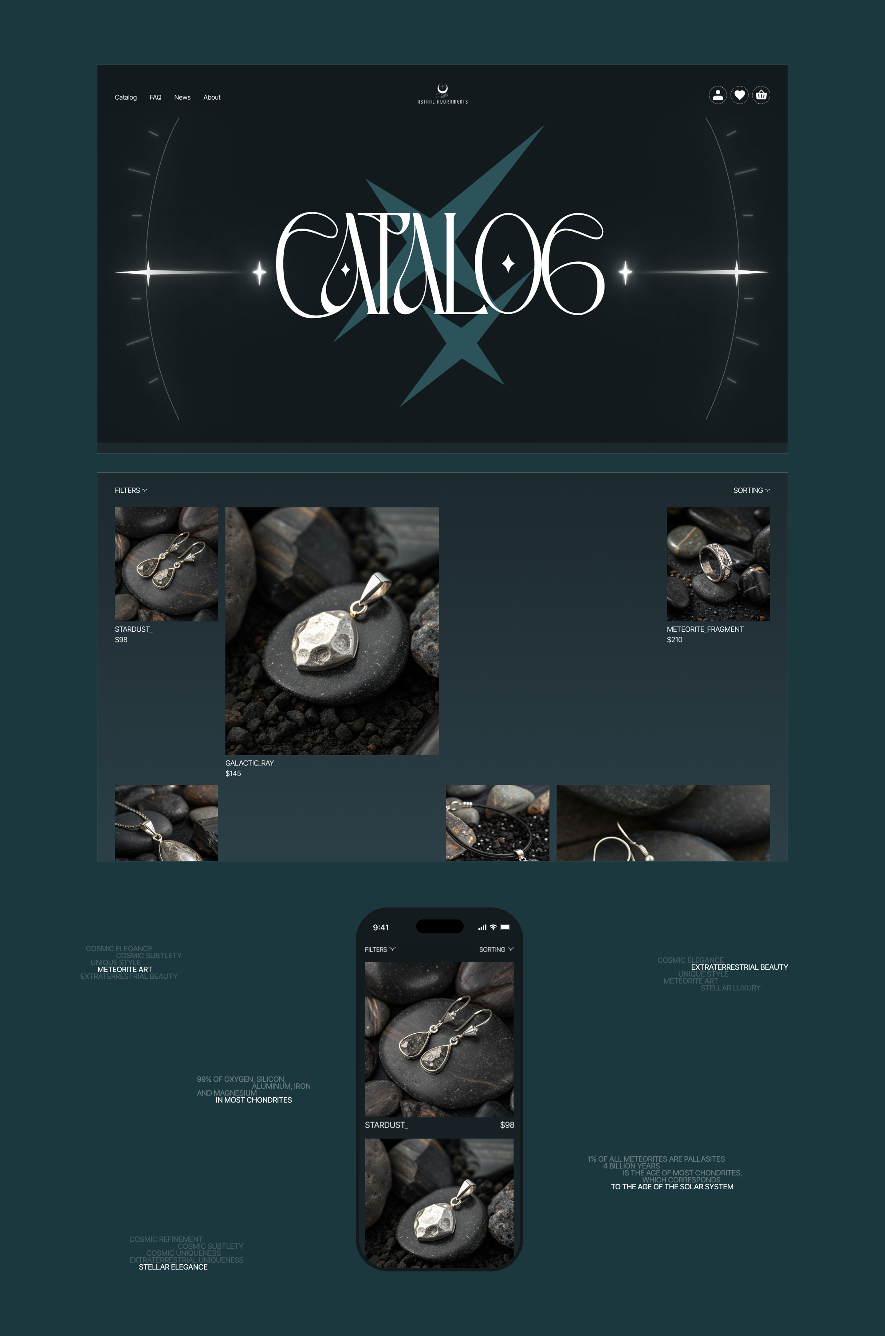 AstralAdornments | интернет-магазин украшений из метеорита — Изображение №6 — Интерфейсы, Брендинг на Dprofile