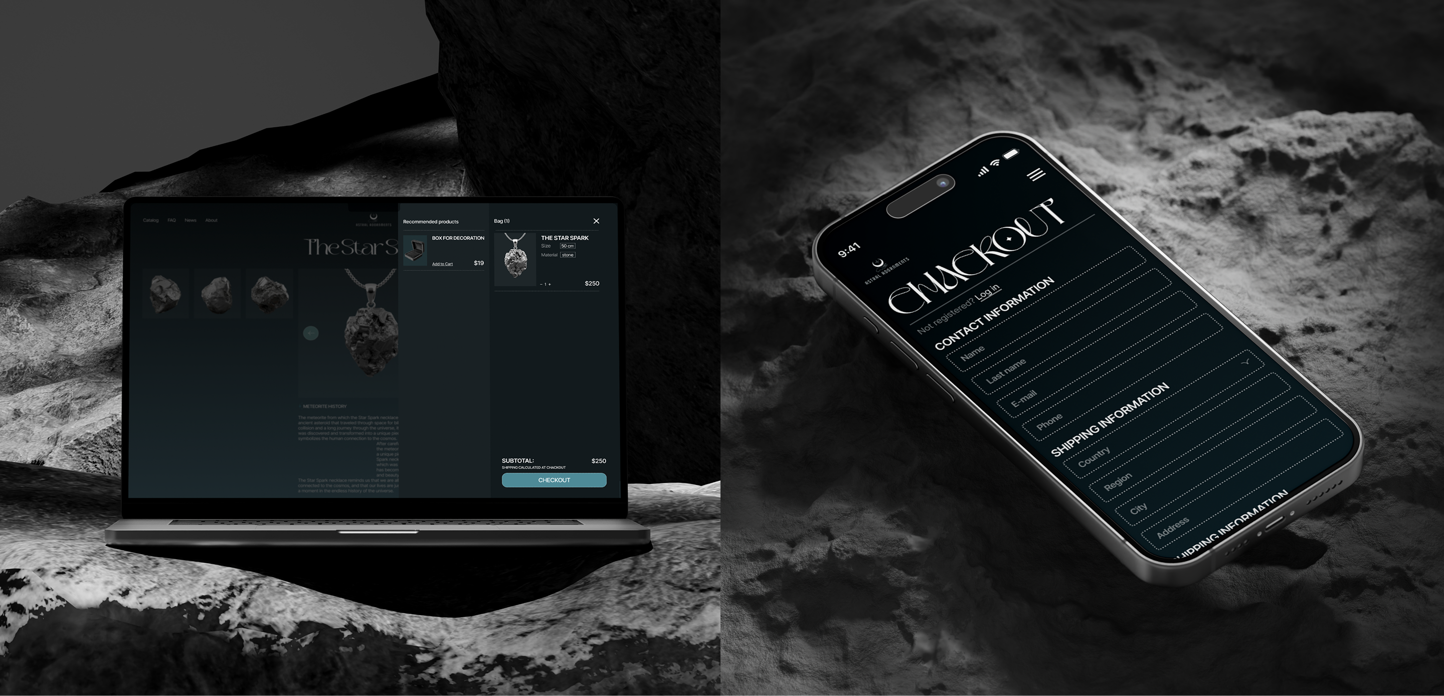 AstralAdornments | интернет-магазин украшений из метеорита — Изображение №11 — Интерфейсы, Брендинг на Dprofile