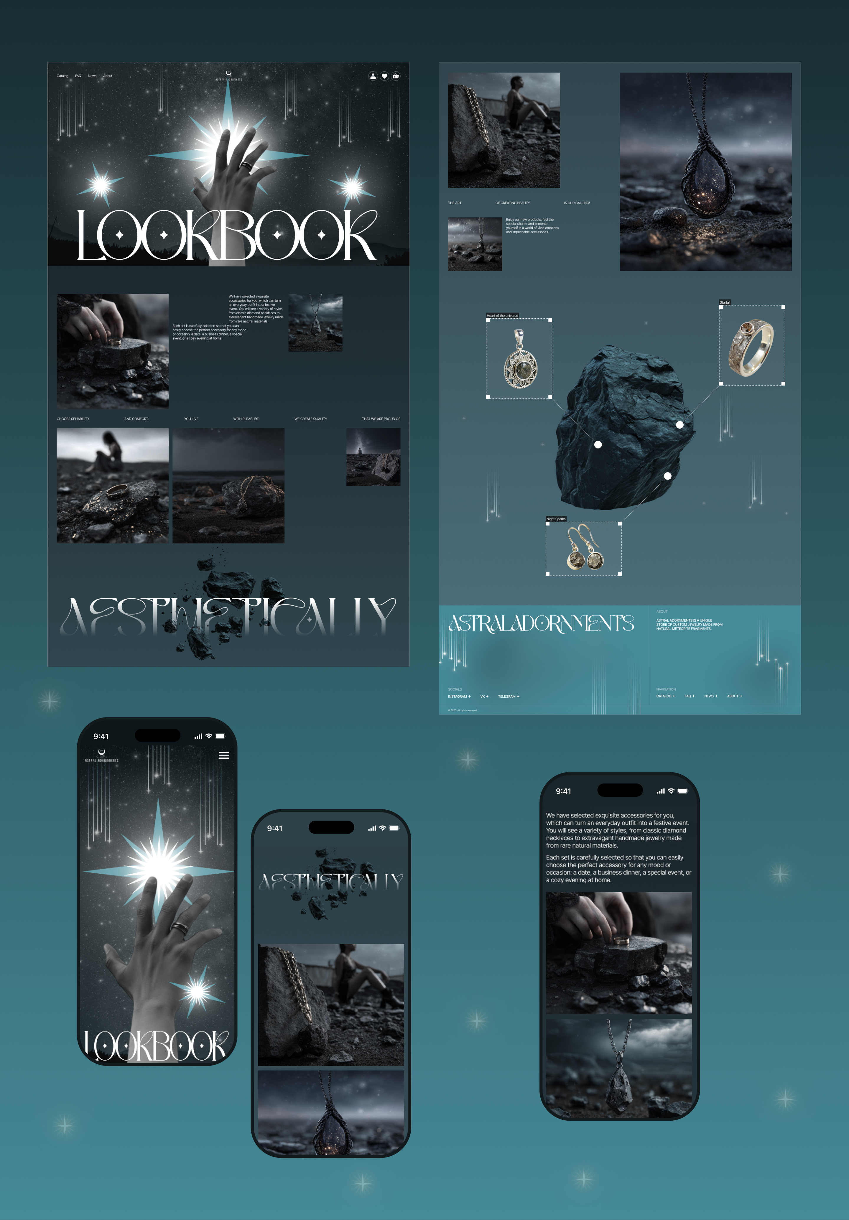 AstralAdornments | интернет-магазин украшений из метеорита — Изображение №12 — Интерфейсы, Брендинг на Dprofile