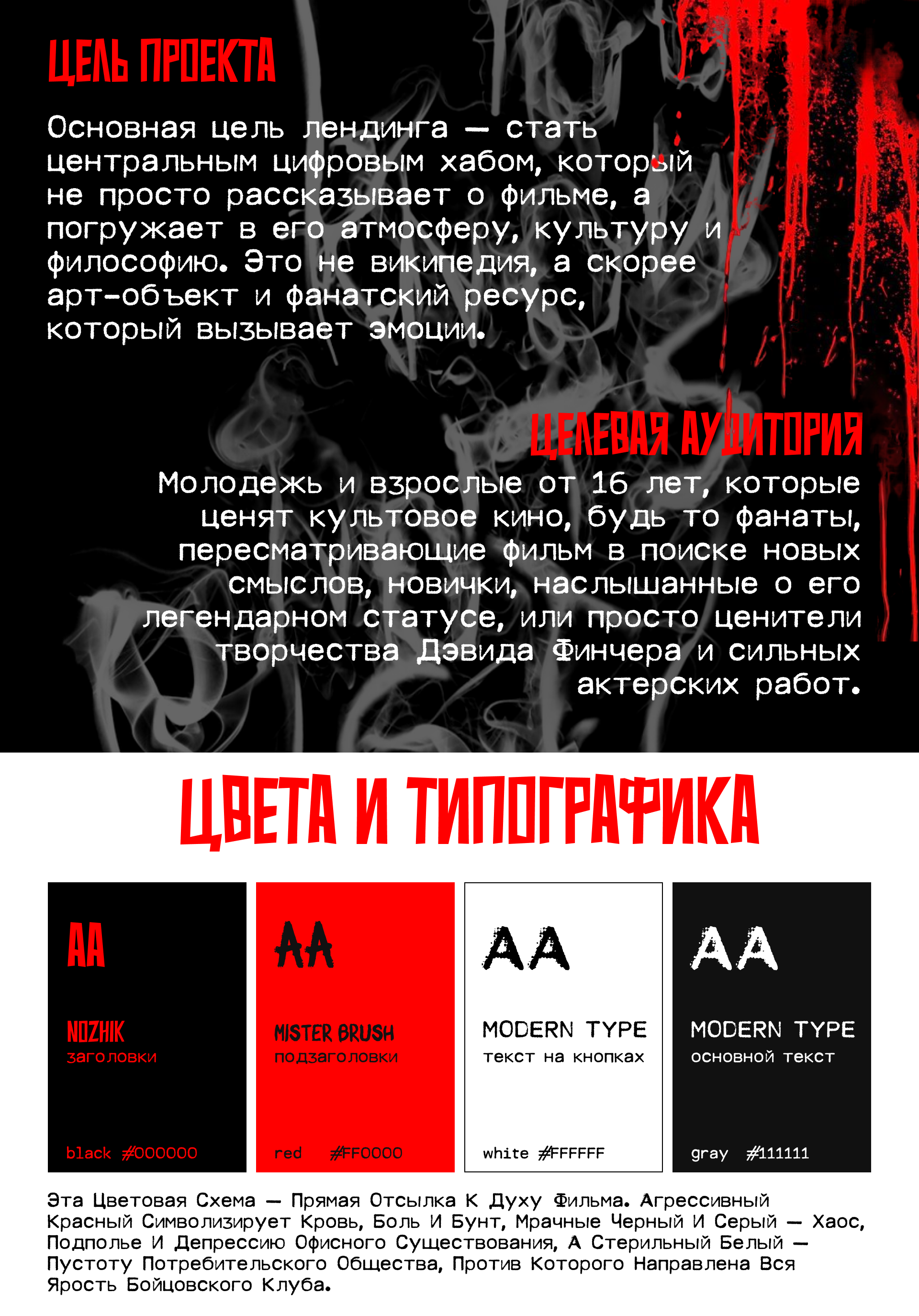 сайт-визитка по фильму "Бойцовский клуб" — Изображение №2 — Интерфейсы, Брендинг на Dprofile