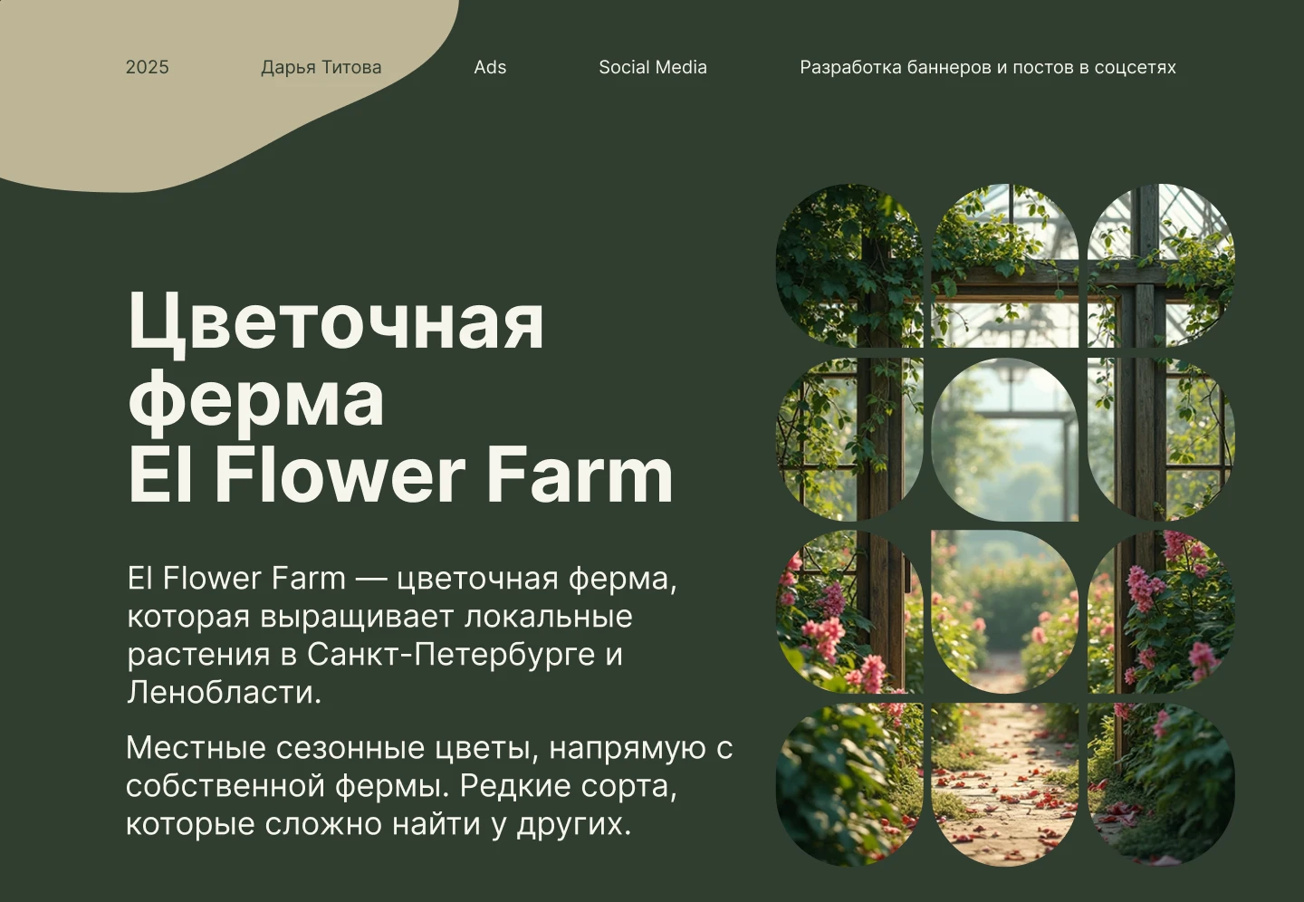 Баннер и дизайн для соцсетей El Flower Farm — Изображение №1 — Графика, Маркетинг на Dprofile