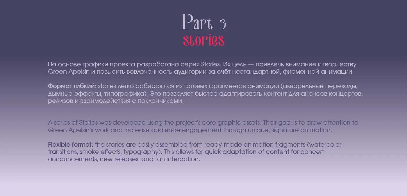 ПАРФЮМЕР: моушен-контент для музыканта Green Apelsin — Изображение №6 — Анимация, Маркетинг на Dprofile