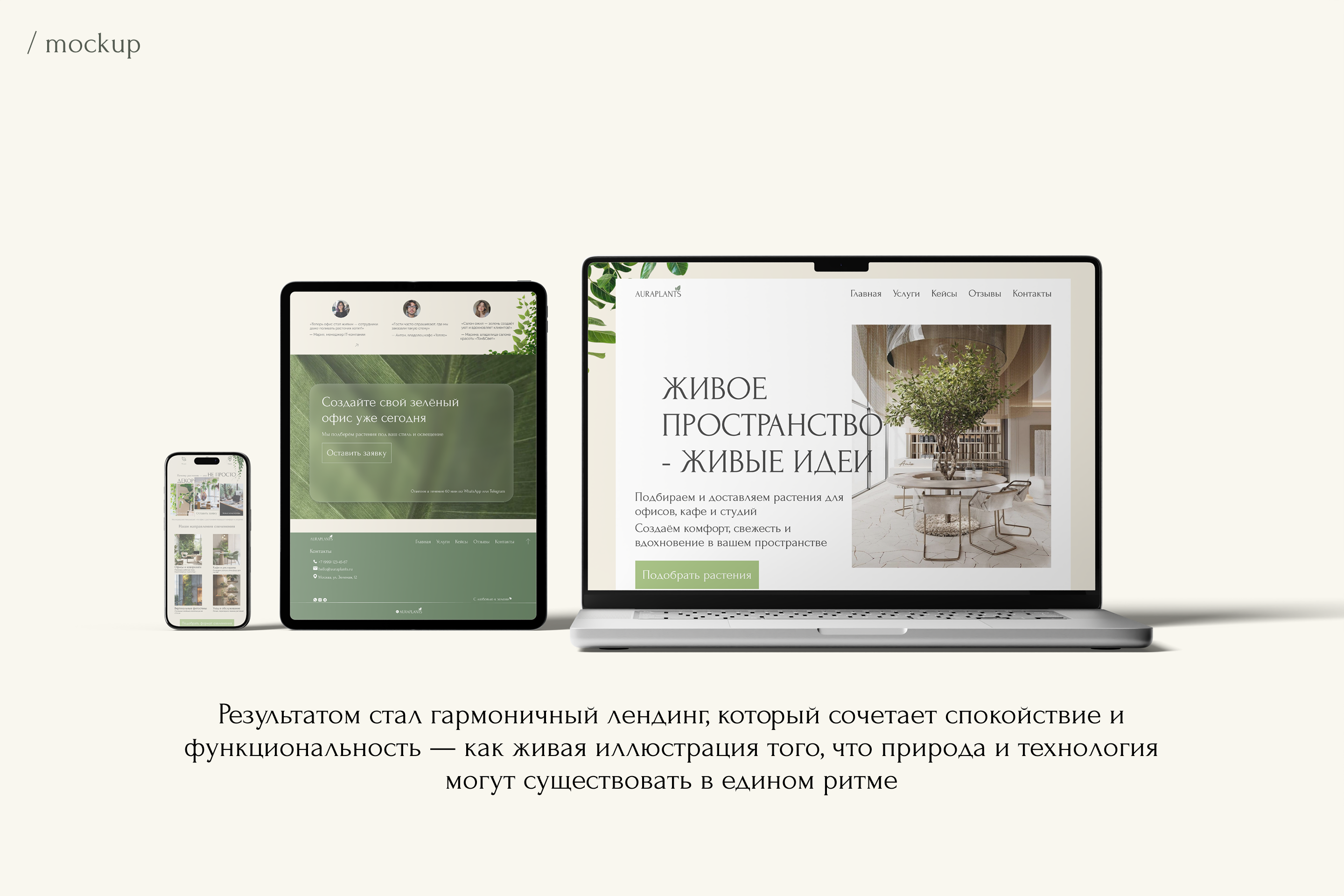 Озеленение офисов: Landing page AuraPlants | UX/UI Design — Изображение №13 — Интерфейсы на Dprofile