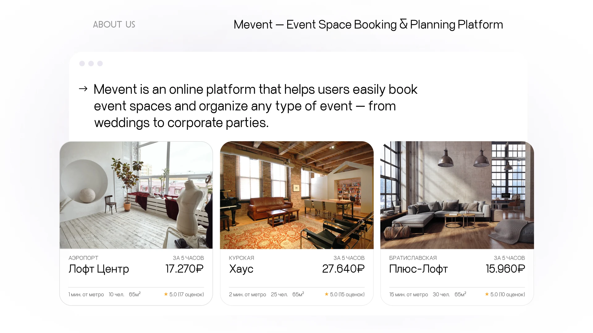 MEVENT - ЛОФТЫ В АРЕНДУ — Изображение №4 — Интерфейсы на Dprofile