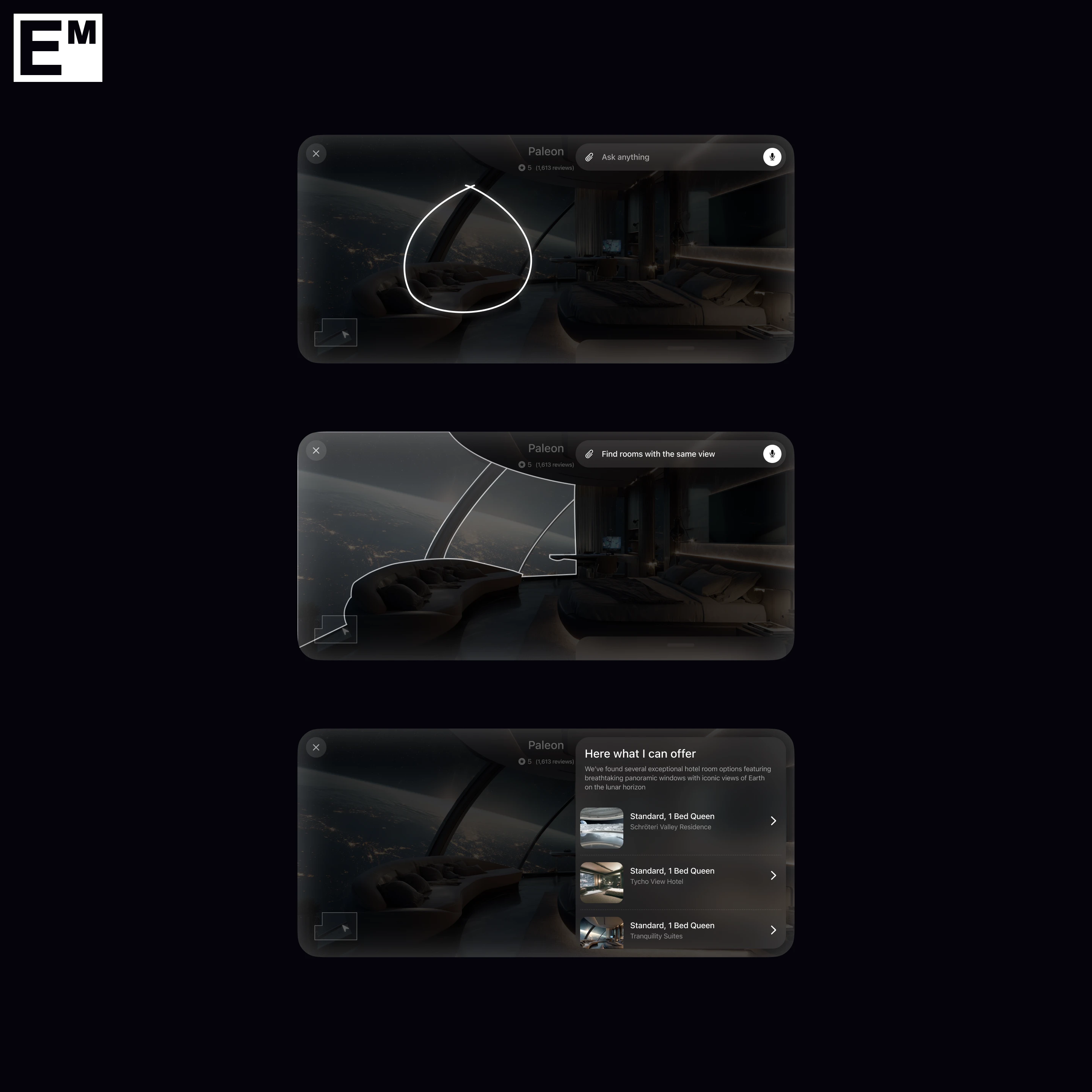 Дизайн сервиса бронирования отелей на Луне EM — Изображение №10 — Интерфейсы, Брендинг на Dprofile