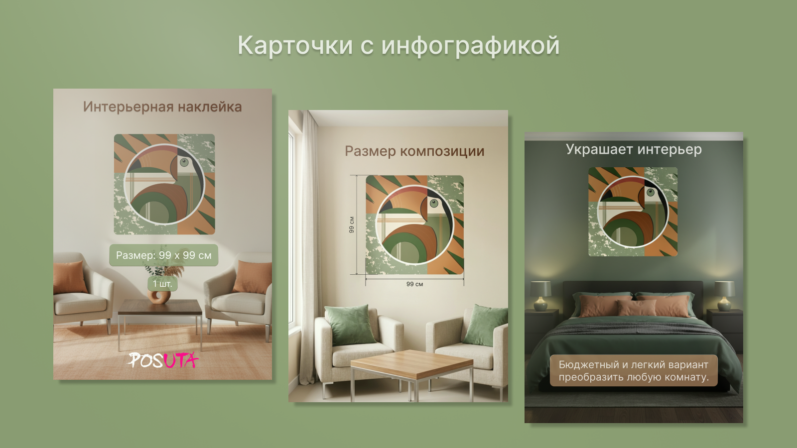 Интерьерная наклейка + карточки с инфографикой — Изображение №3 — Иллюстрация, Графика на Dprofile