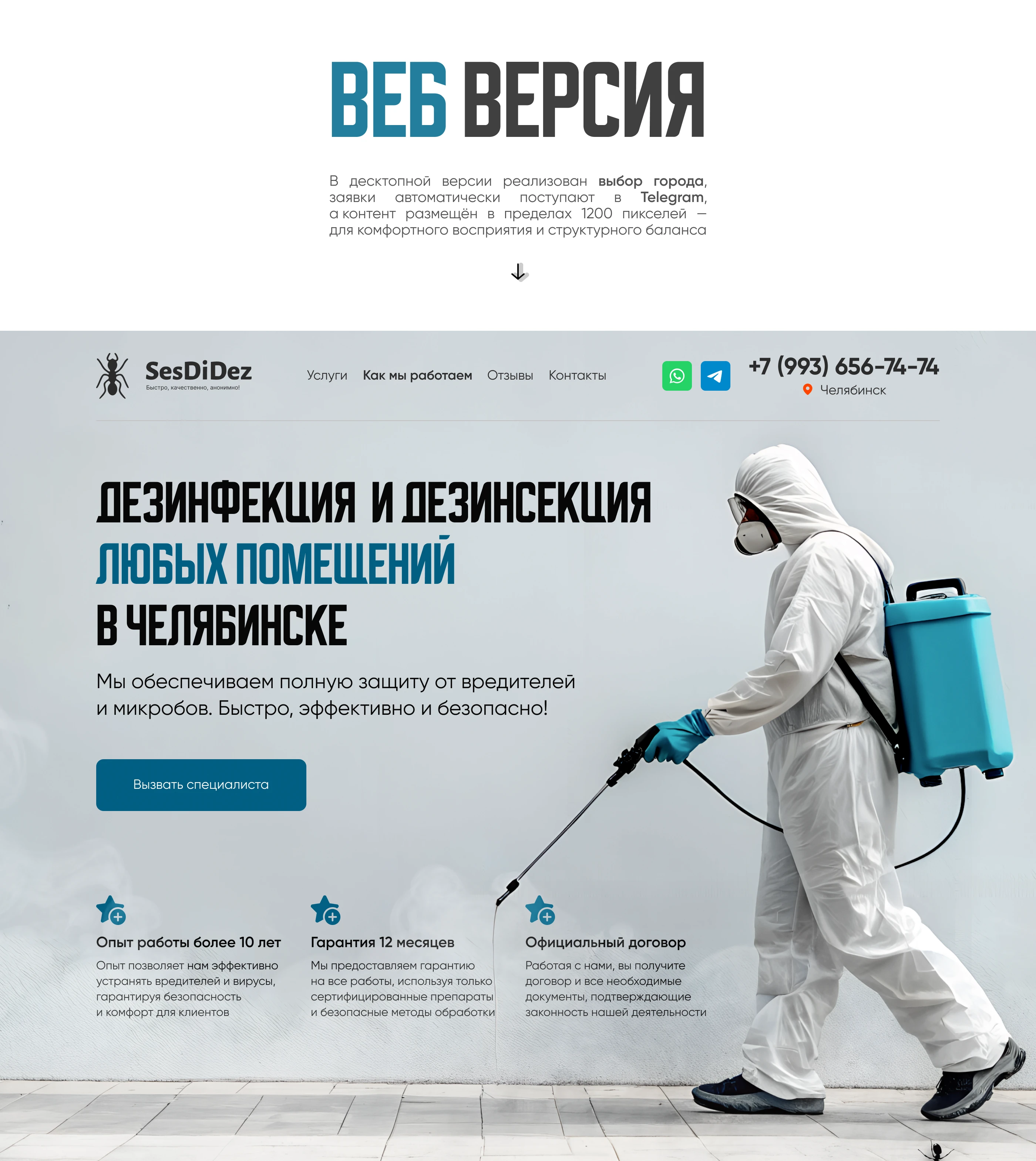 Landing page | Лендинг дезинфекция, дезинсекция — Изображение №3 — Интерфейсы на Dprofile