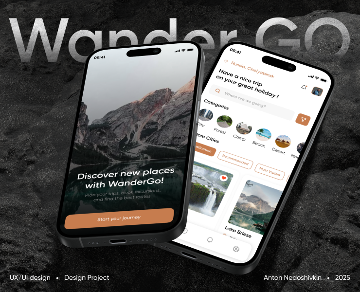 WanderGo – Travel Mobile App UI/UX Design — Интерфейсы на Dprofile